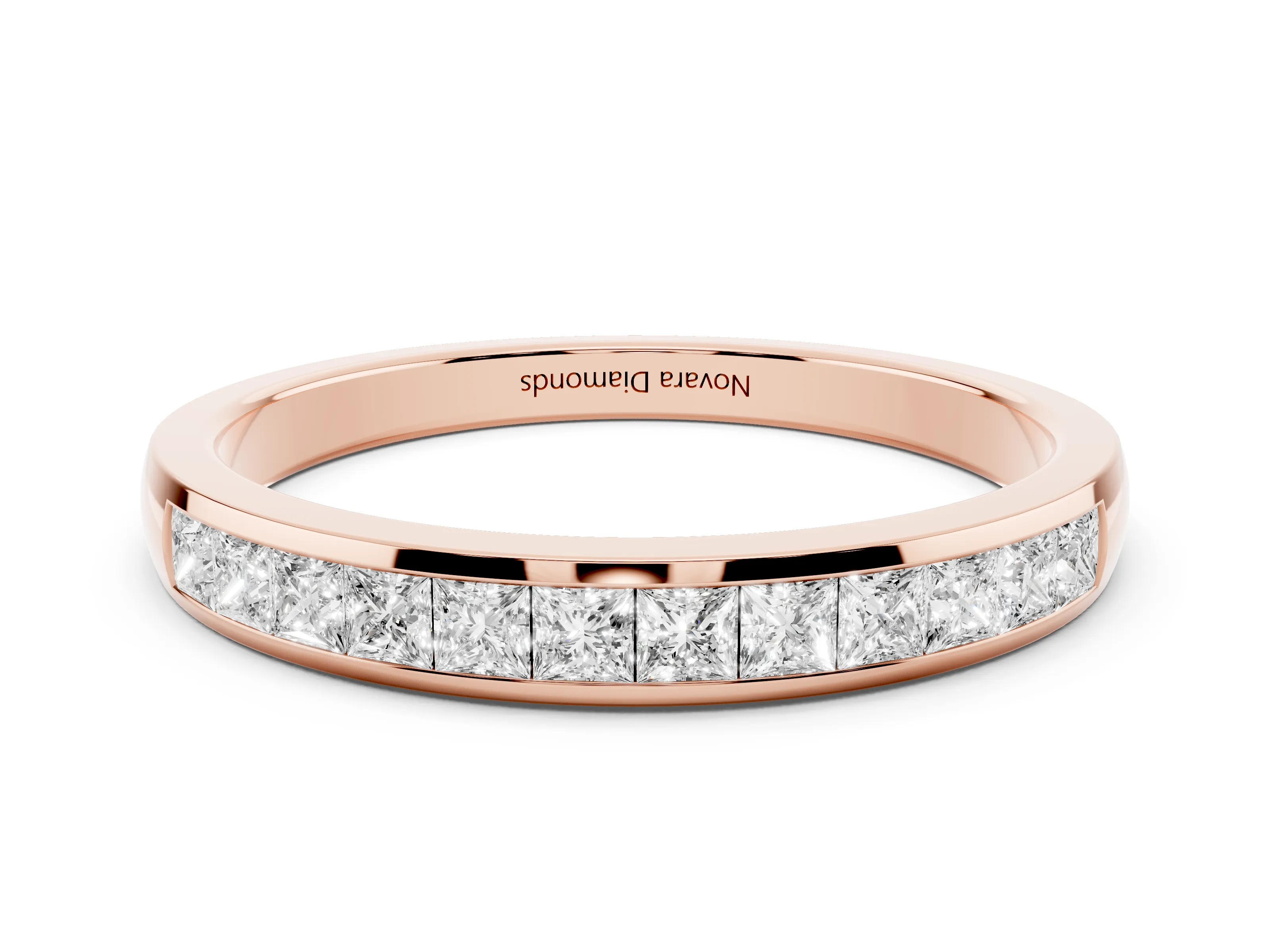 Princess Diamond Full Eternity Band Set in Rose gold with Channel Setting