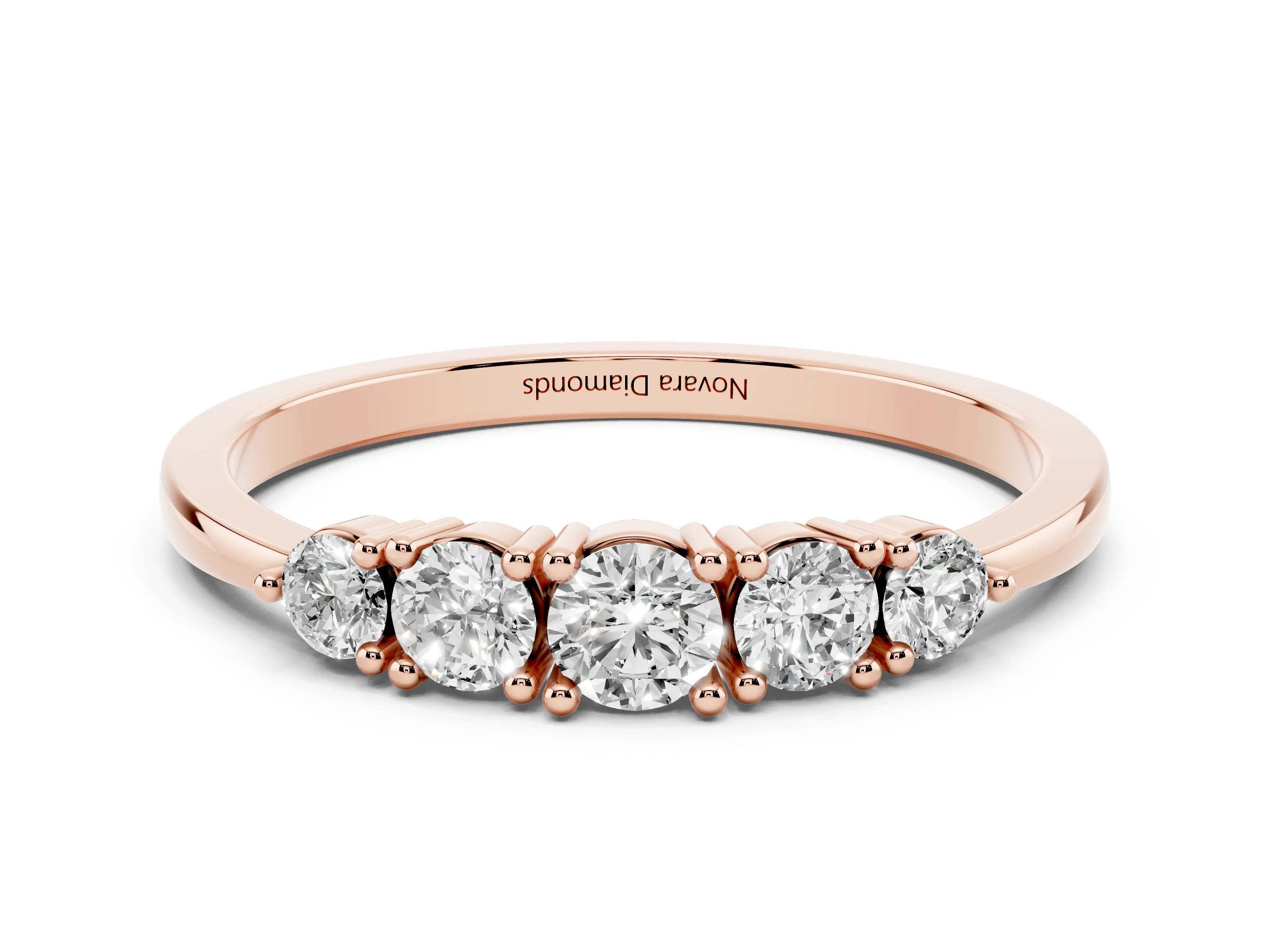 Round Diamond Half Eternity Band Set in Rose gold with Prong Setting
