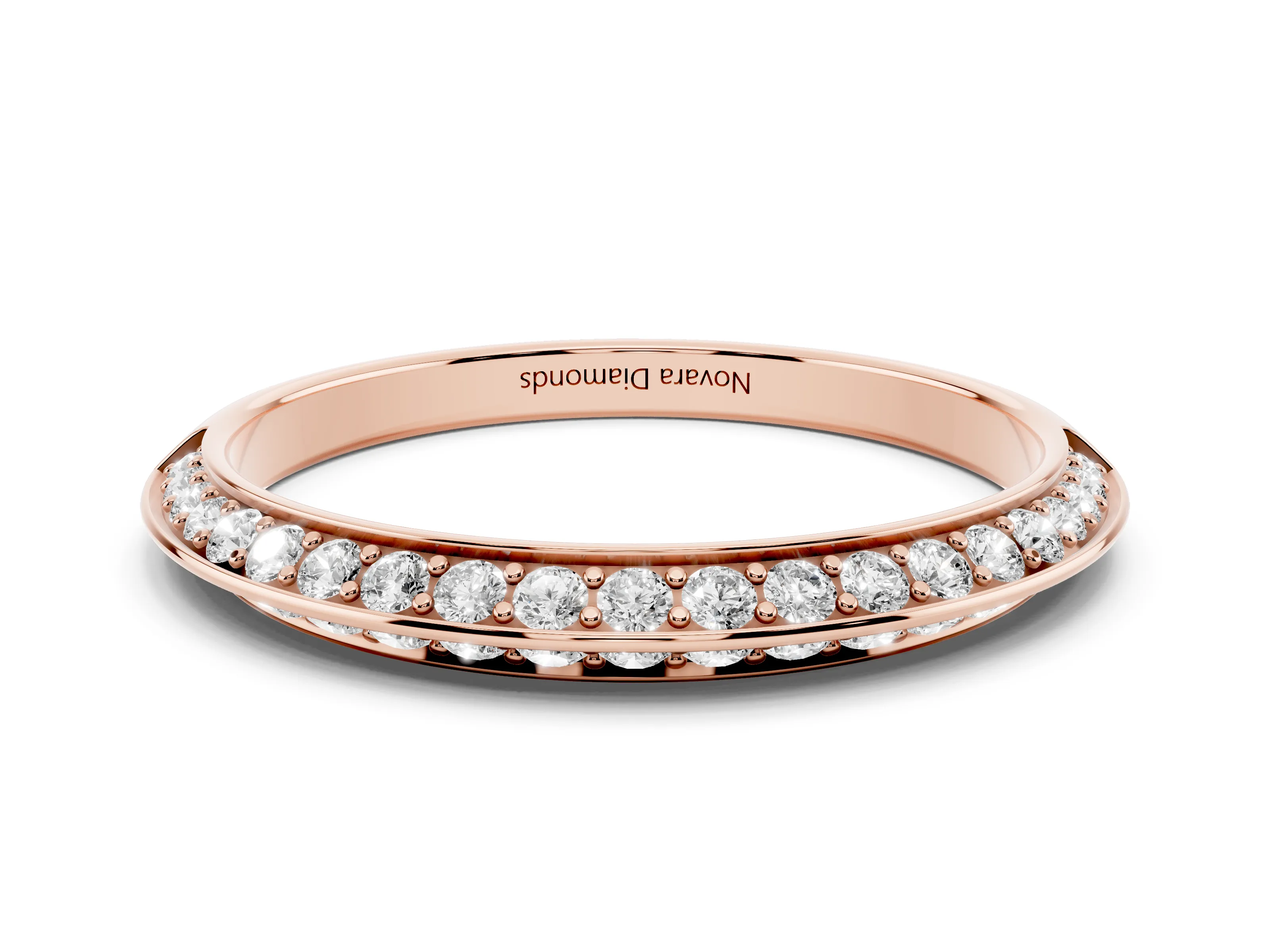 Round Diamond Double Row Pavé Eternity Band Set in Rose gold with Channel Setting