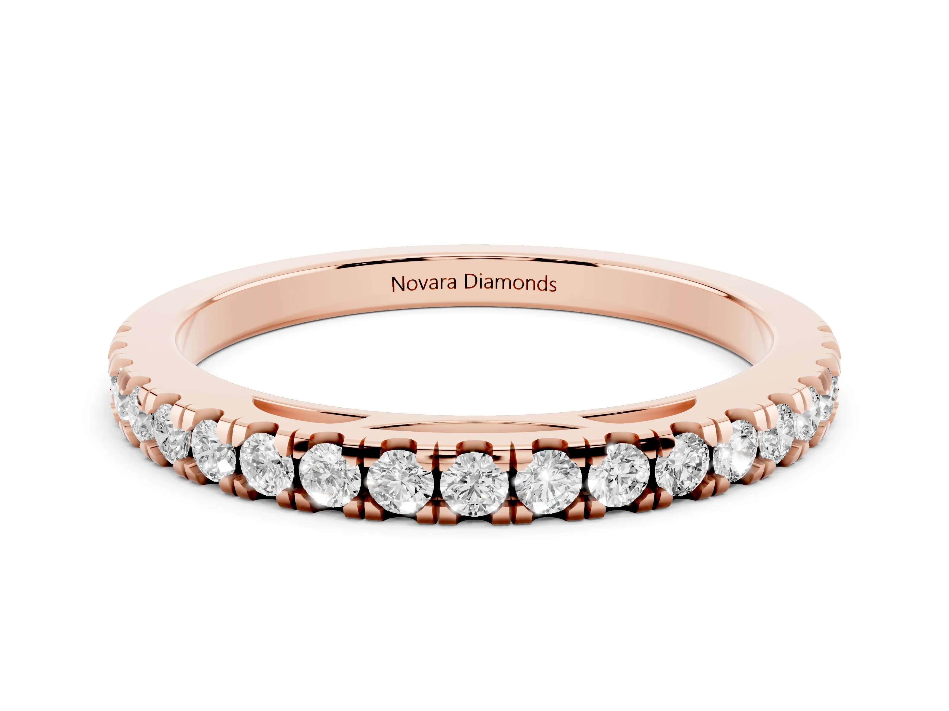 Round Diamond Eternity Band Set in Rose gold with Pavé-Set Row