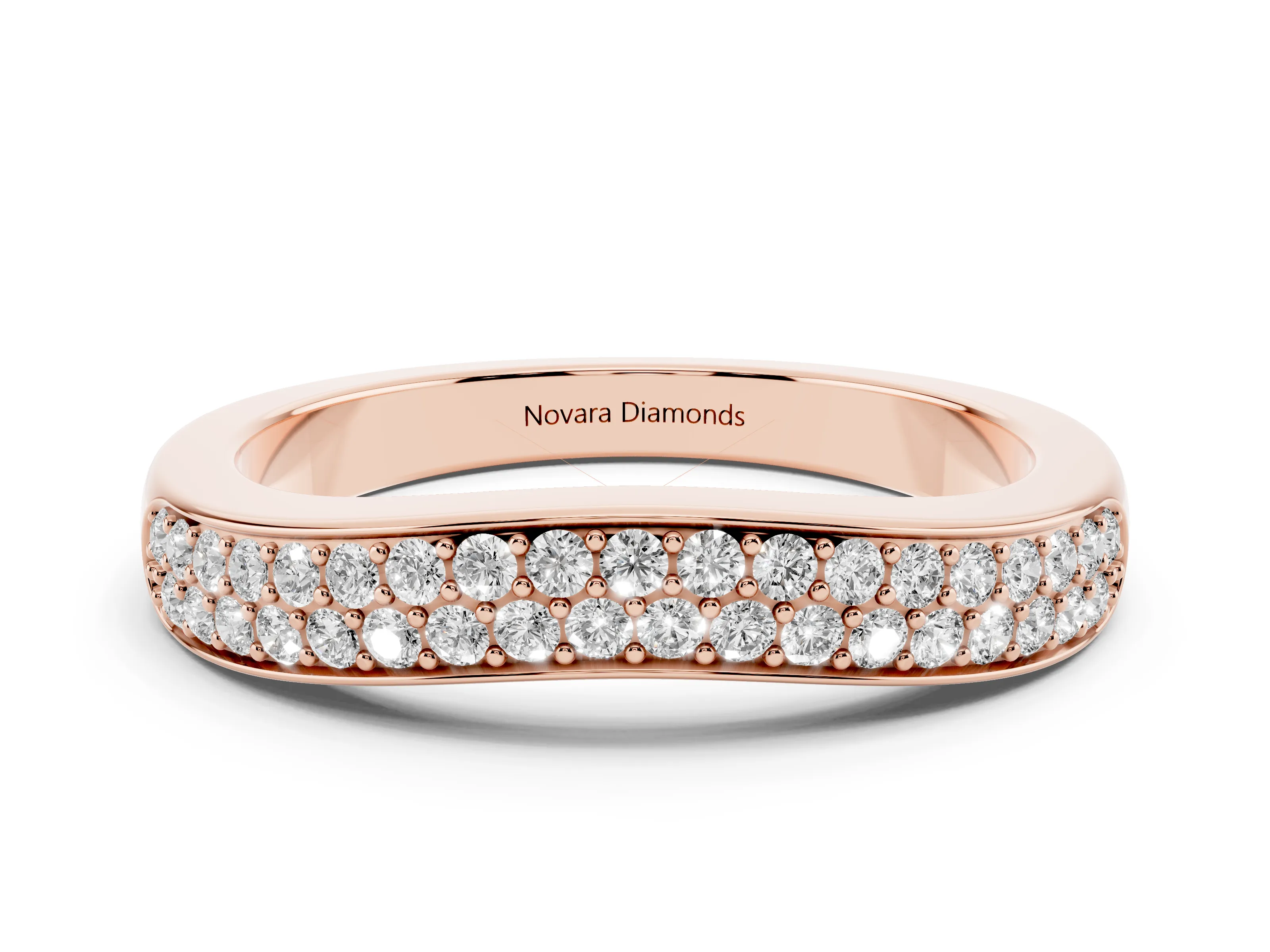 Round Diamond Pavé Contour Band Set in Rose gold