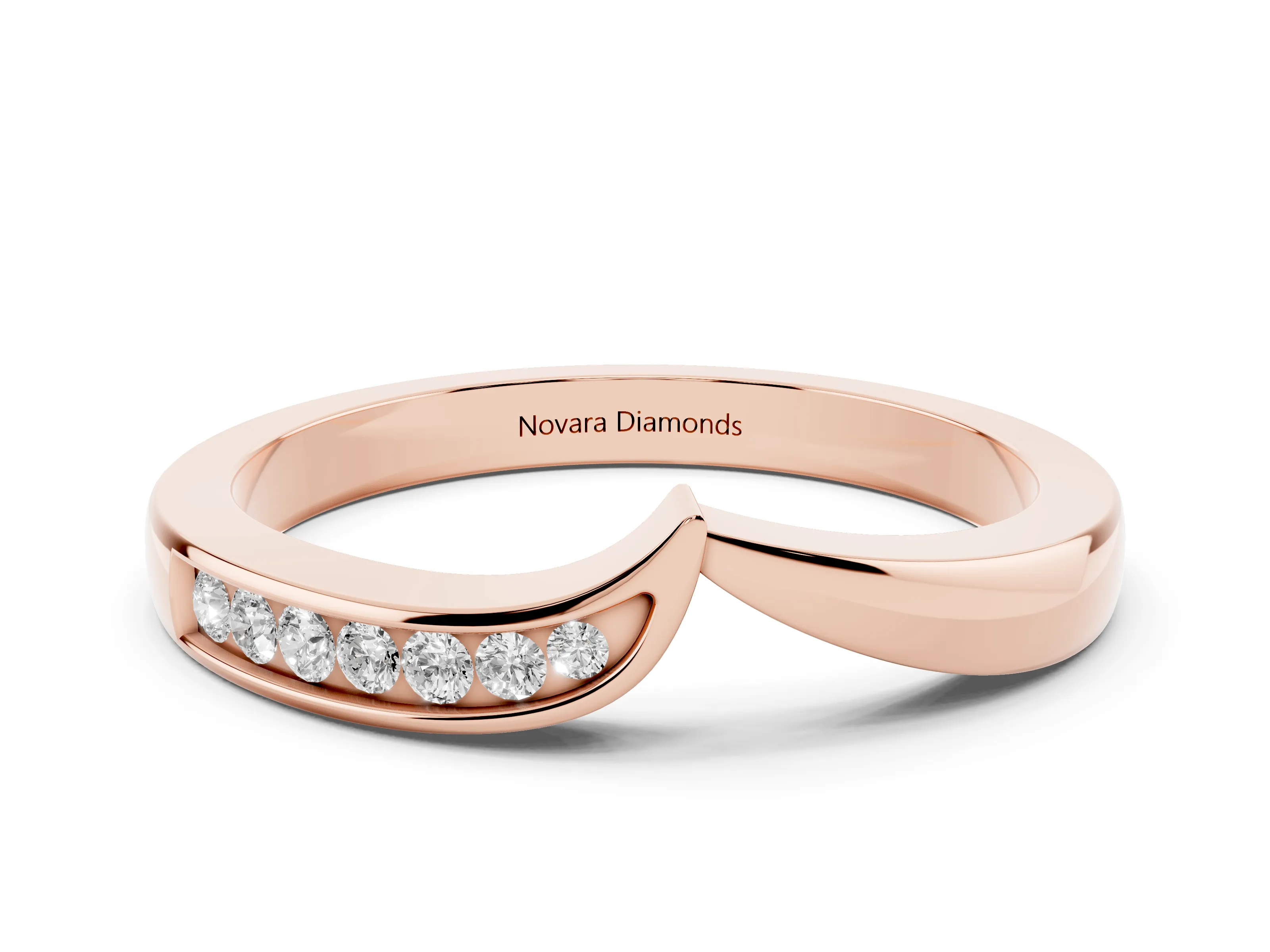 Round Diamond Contour Band Set in Rose gold with Polished Channel Setting