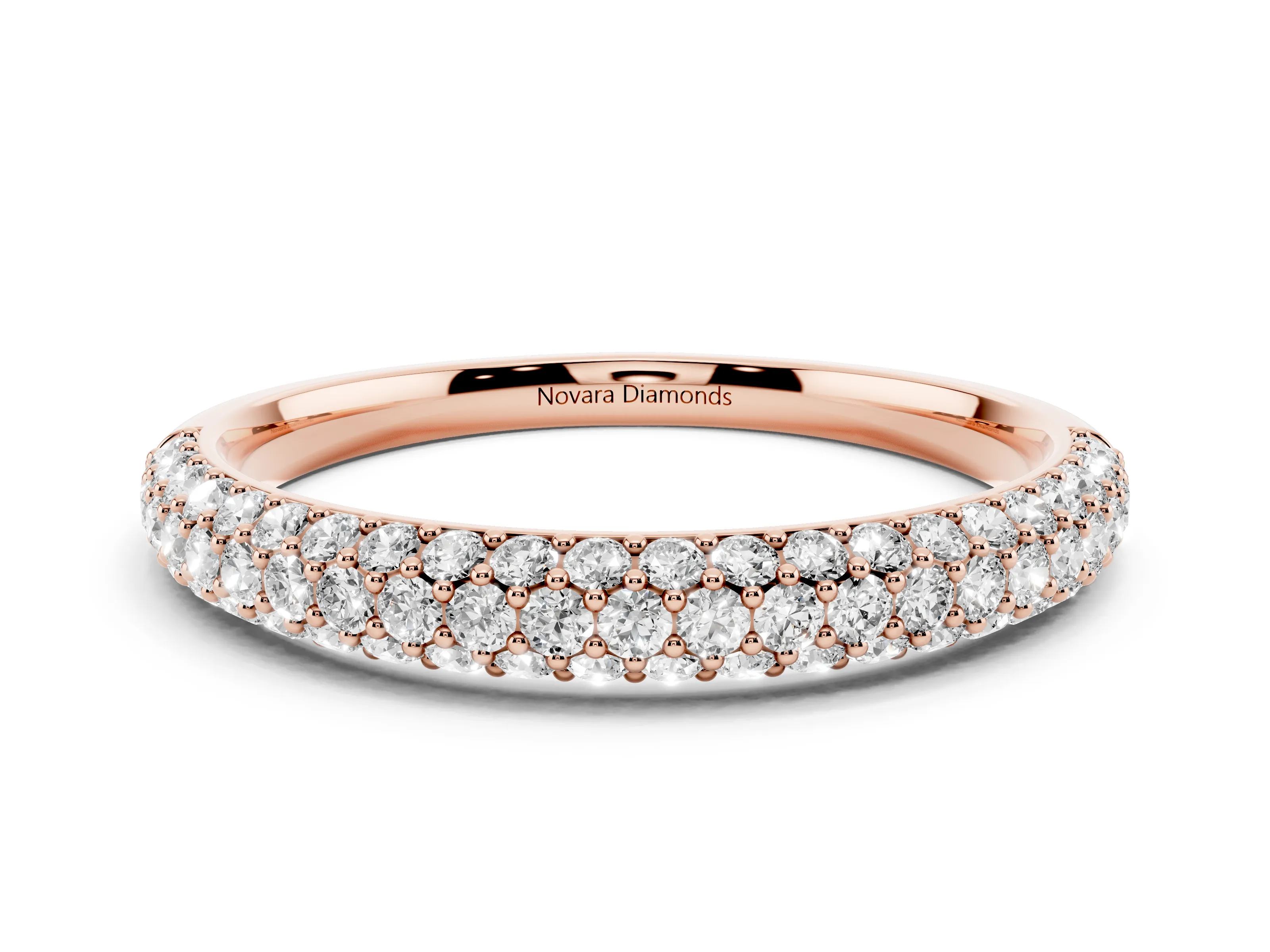 Round Diamond Pavé Eternity Band Set in Rose gold with Full Circle Row