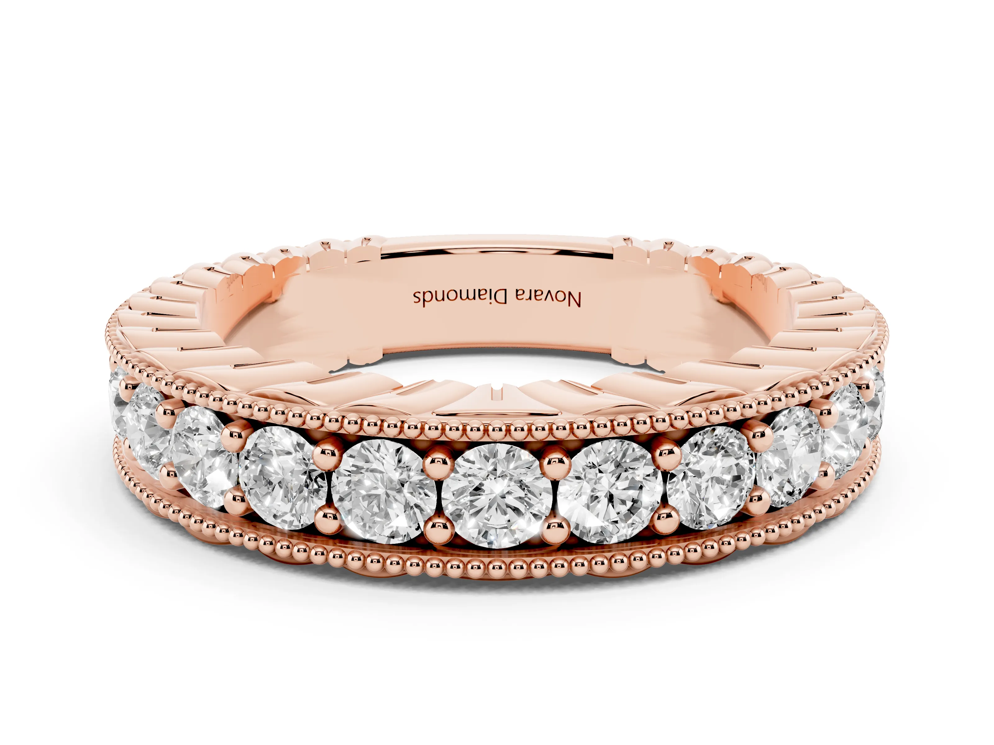 Round Diamond Full Circle Eternity Band Set in Rose gold with Channel Setting