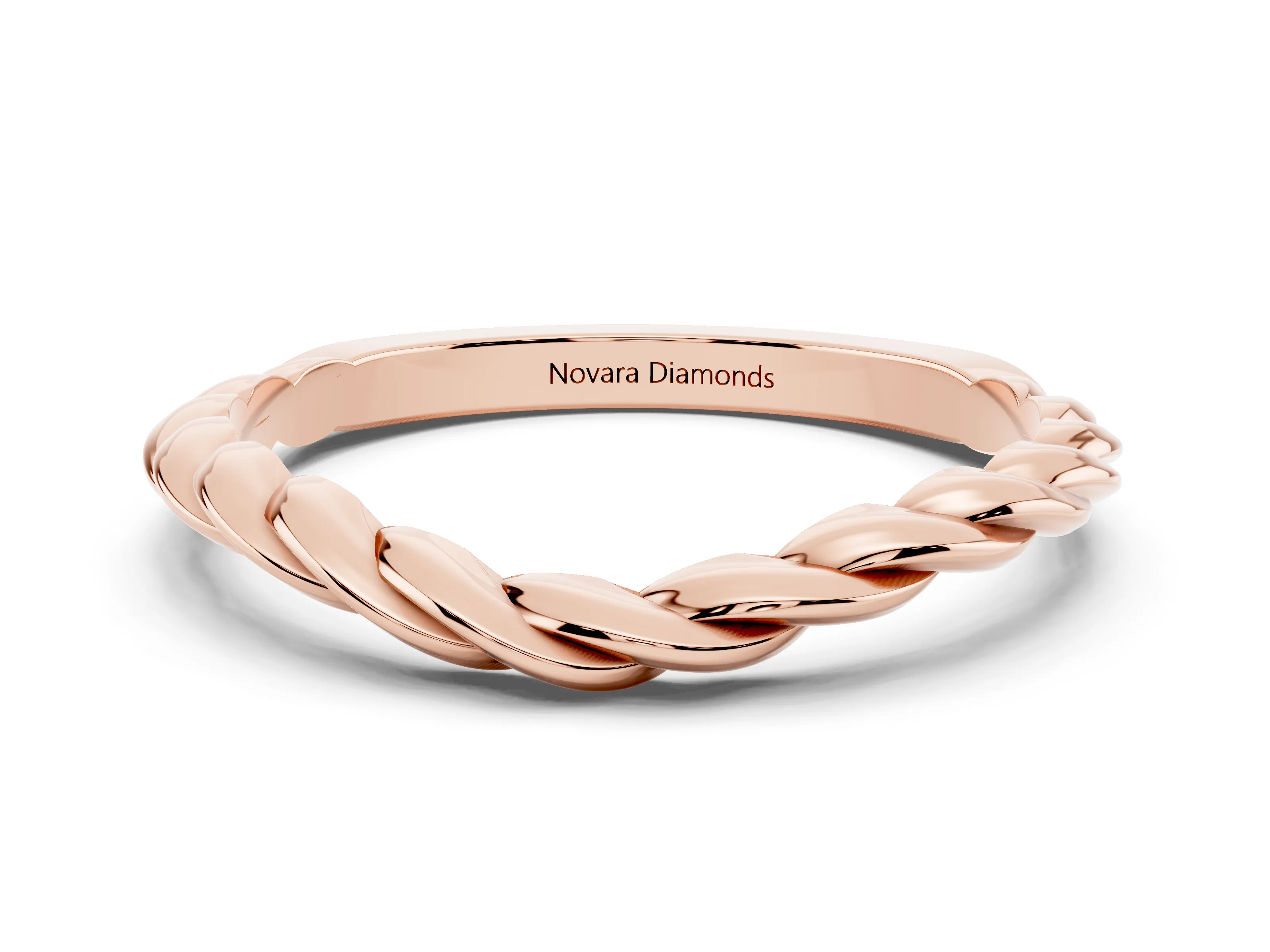 Marquise Diamond Twist Eternity Band Set in Rose gold with Bezel Setting