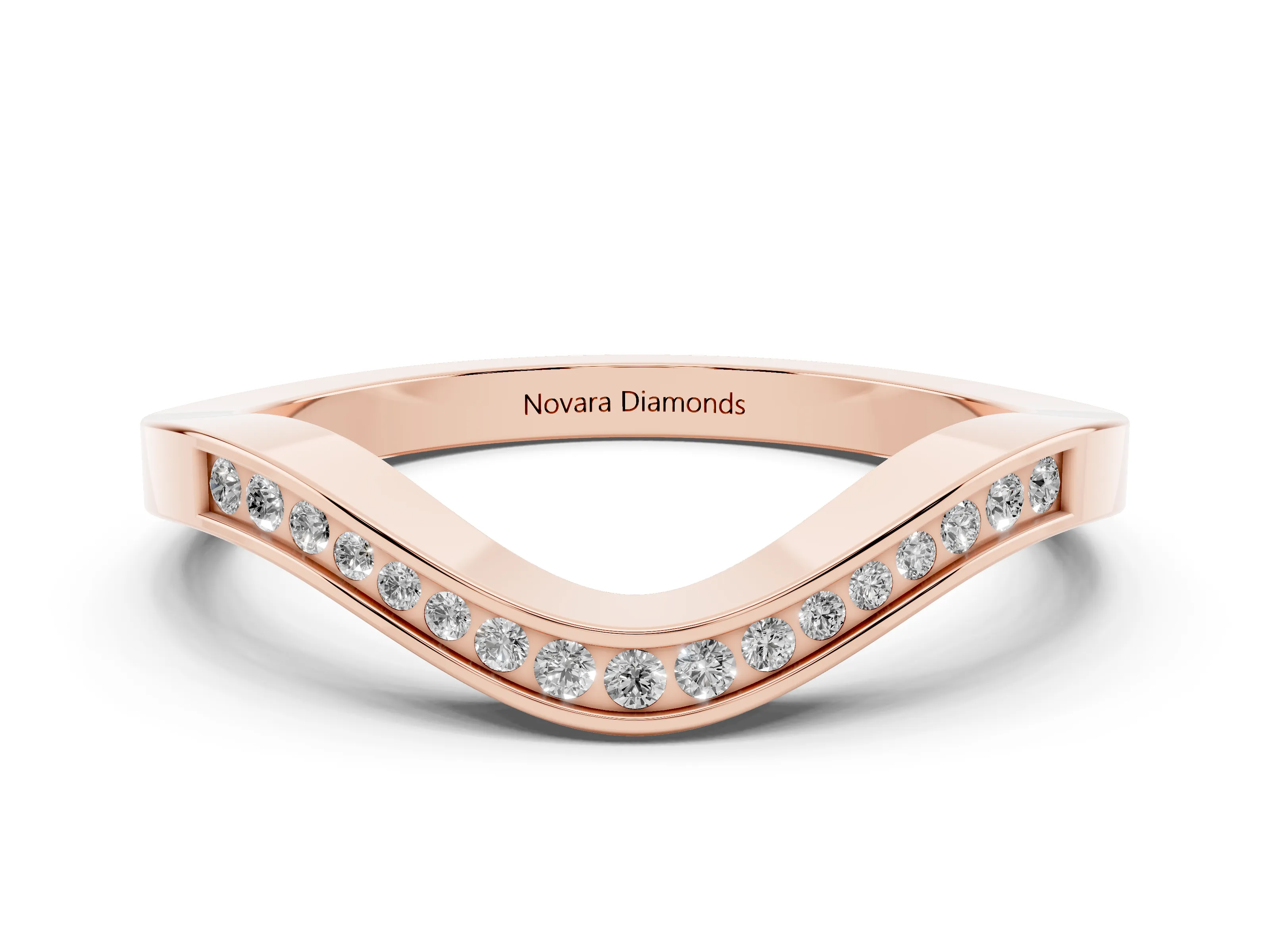 Round Diamond Wave Band Set in Rose gold with Channel Setting