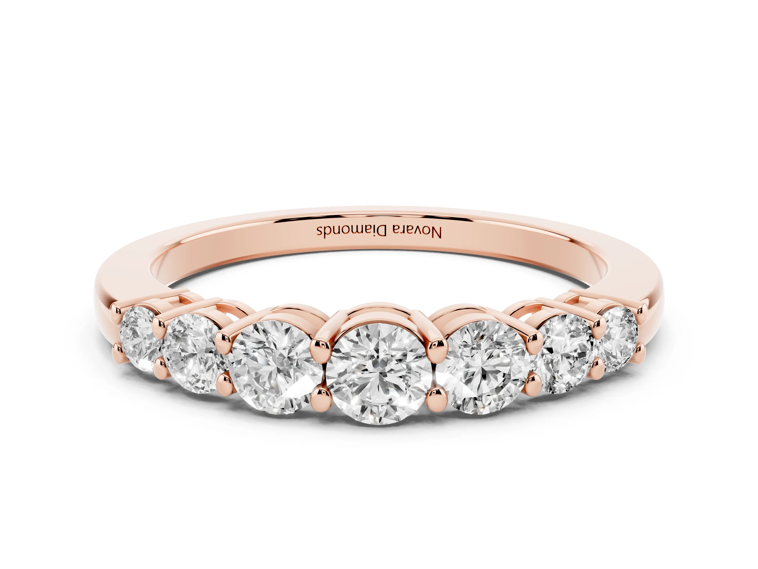 Round Diamond Half Eternity Stacking Band Set in Rose gold with Prong Setting