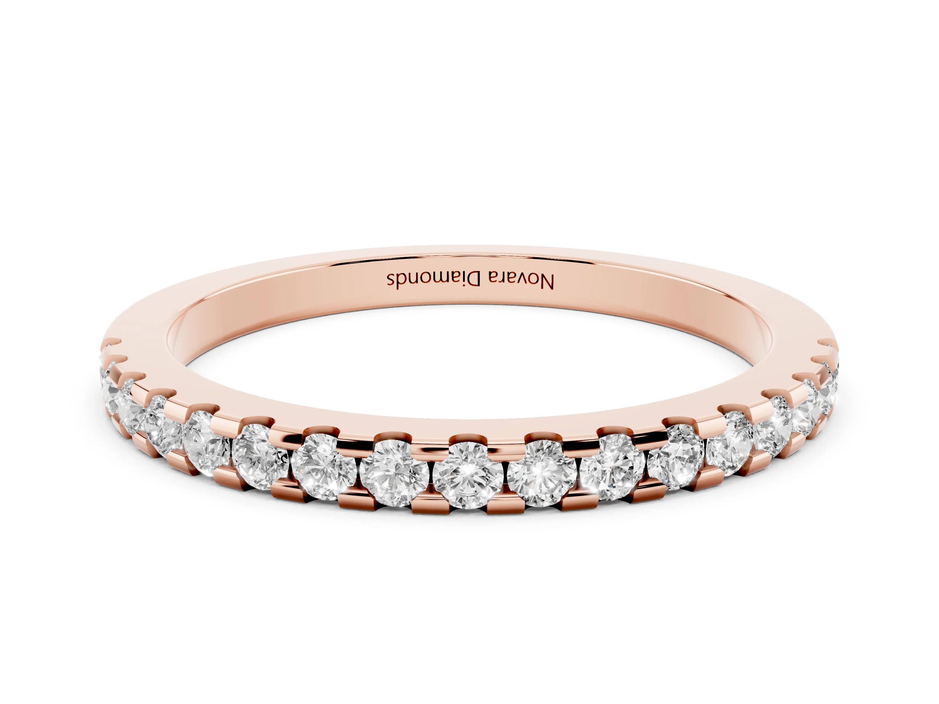 Round Diamond Eternity Band Set in Rose gold with Pavé Micro Prong Setting