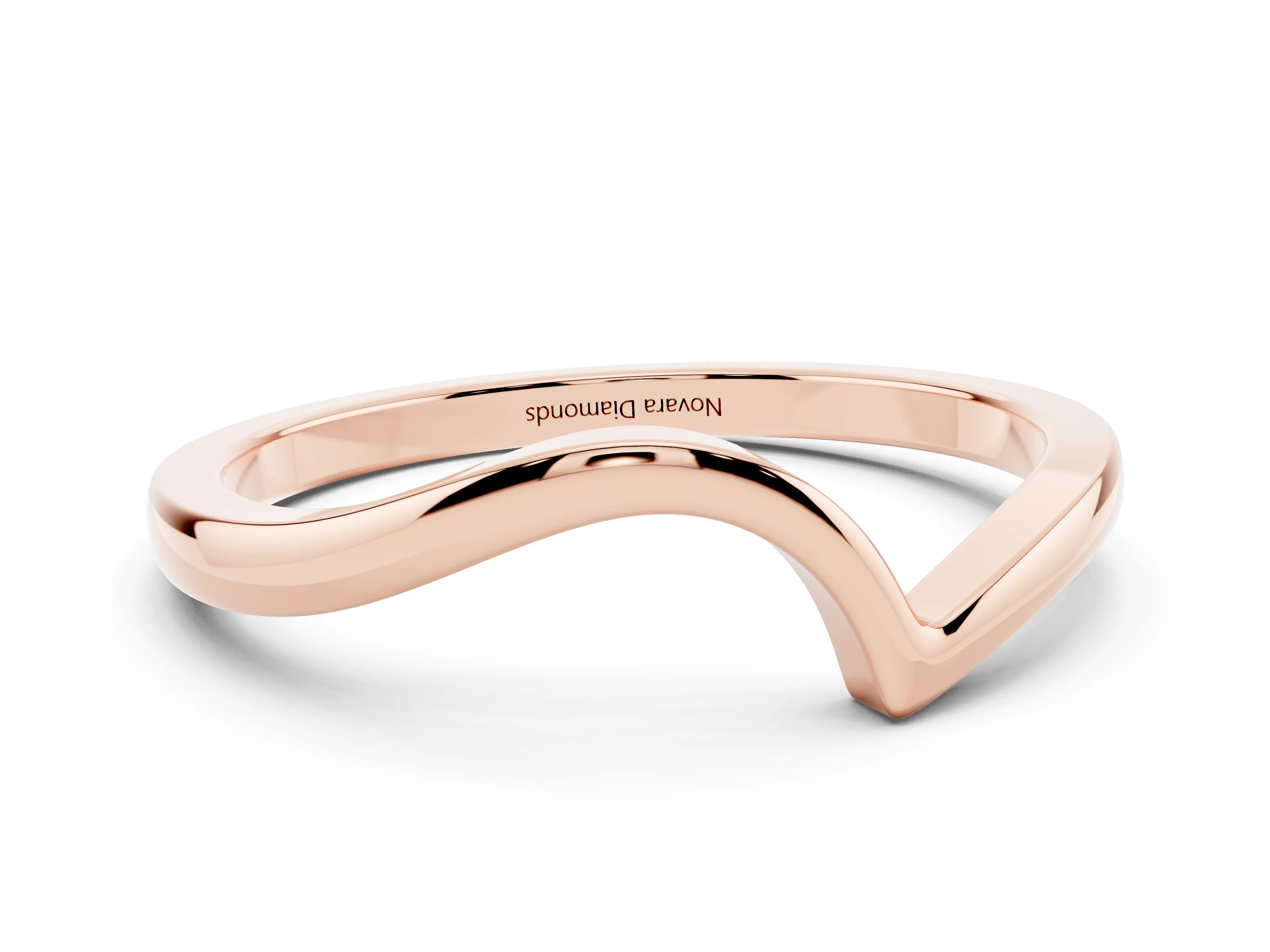 Round Diamond Curved Solitaire Band Set in Rose gold with Prong Setting