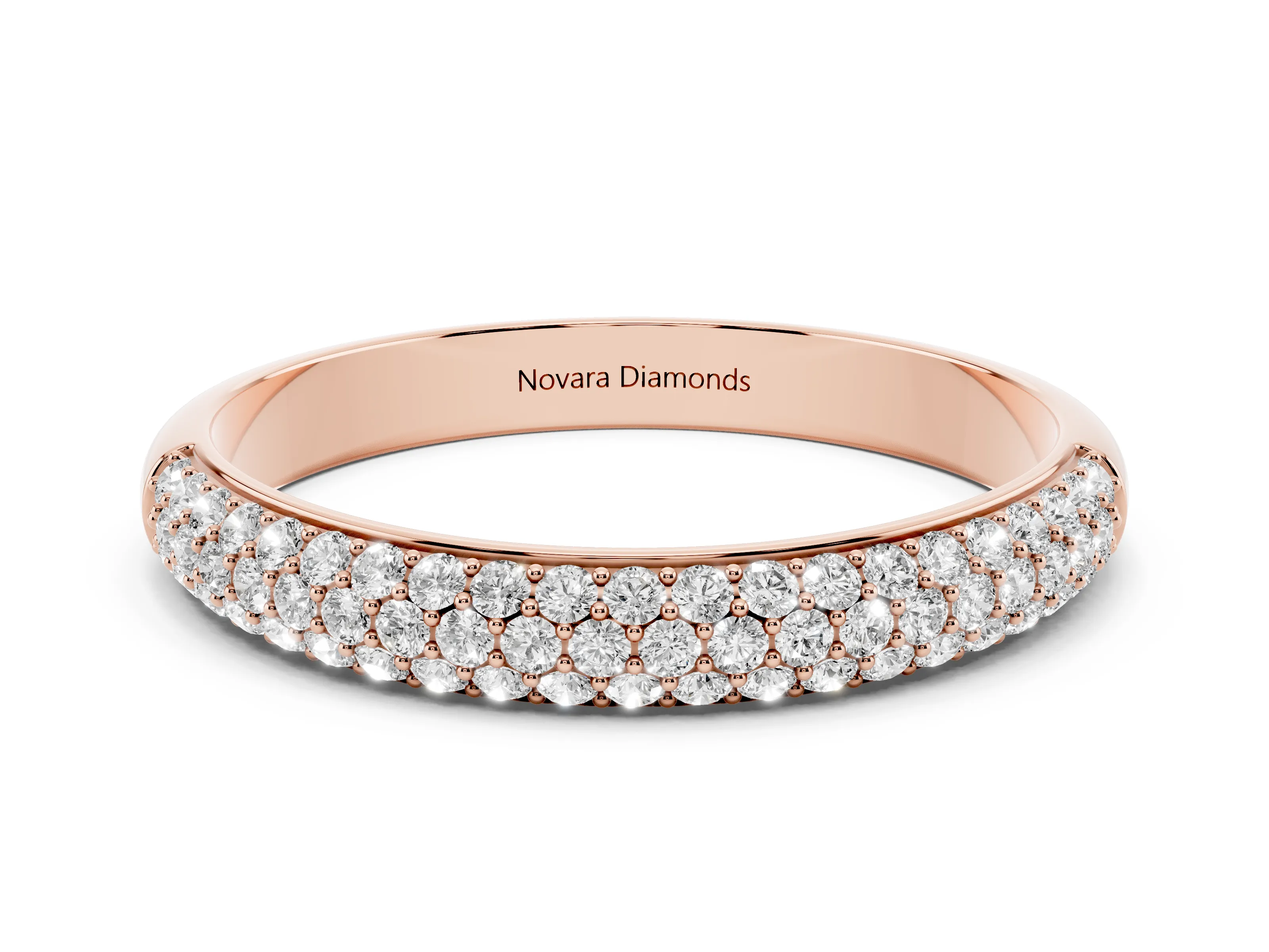 Round Diamond Pavé Eternity Band Set in Rose gold with All-Around Stones