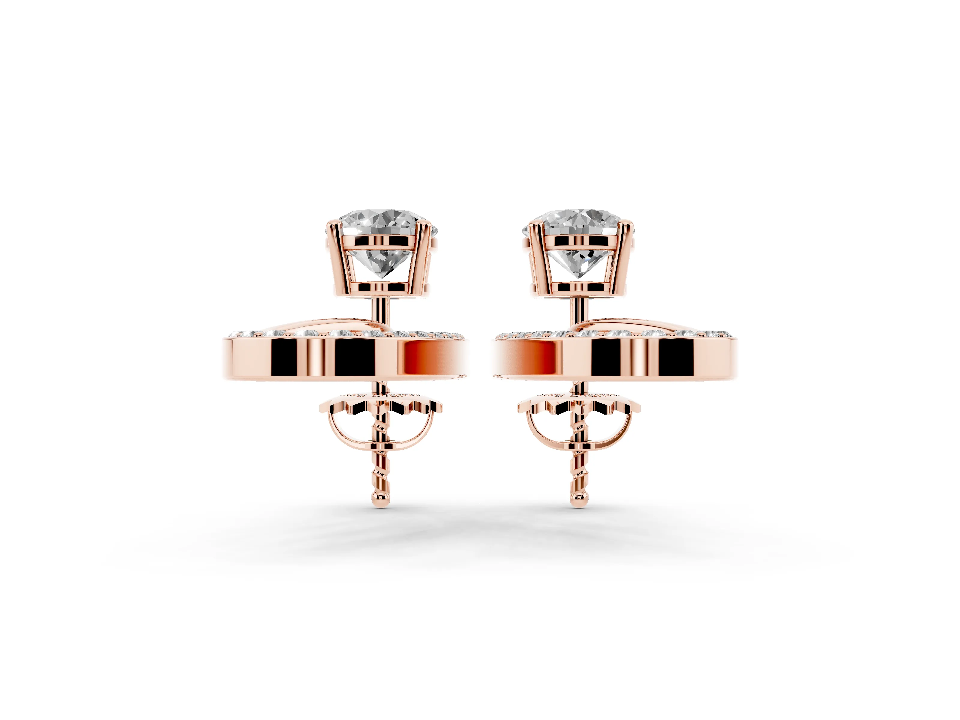 Round Lab-Grown Diamond Teardrop Jacket Stud Earrings | Pavé Loop | Rose Gold