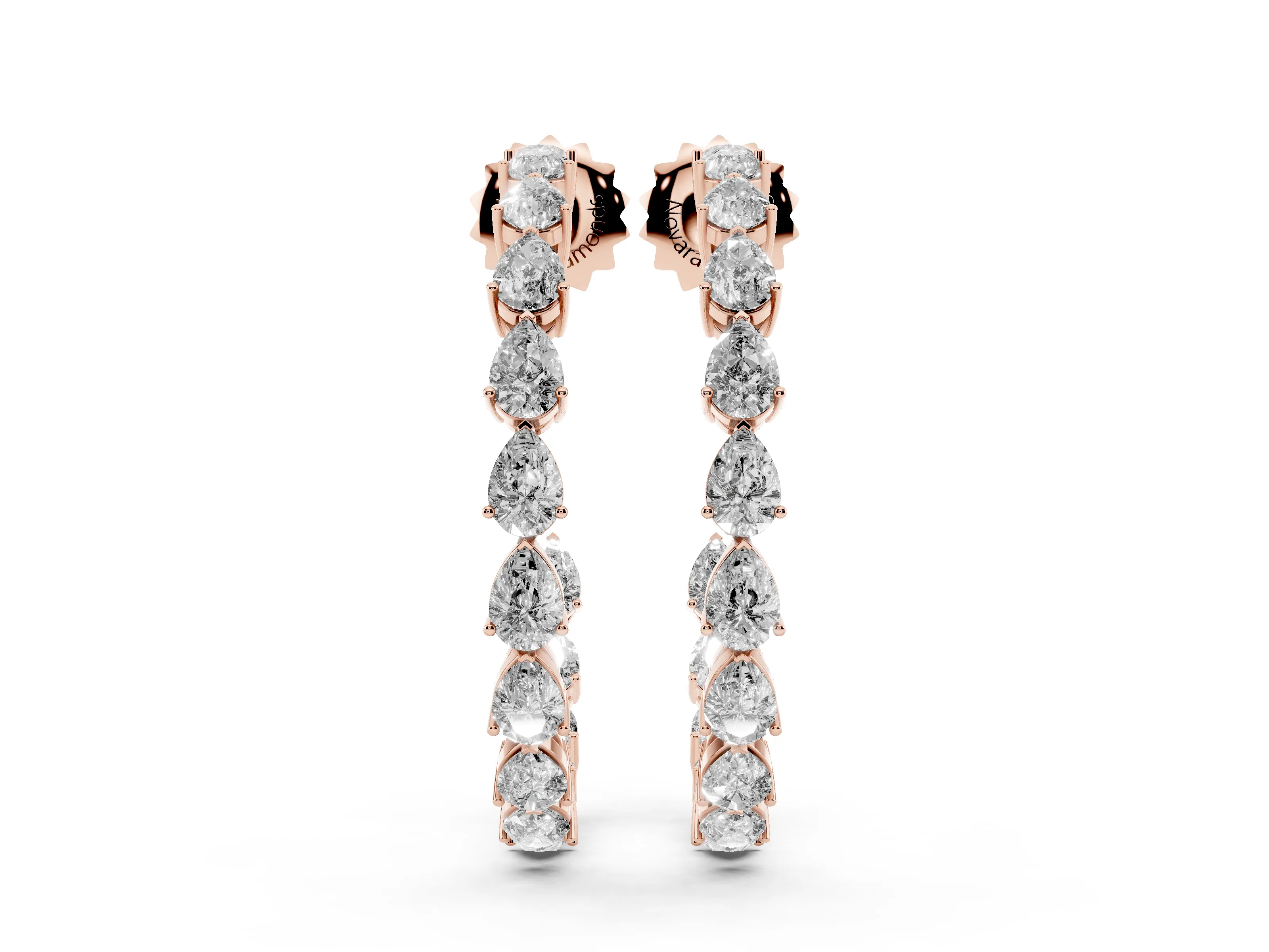 Pear-Shaped Lab-Grown Diamond Open Hoop Earrings | Prong-Set Pears | Rose Gold