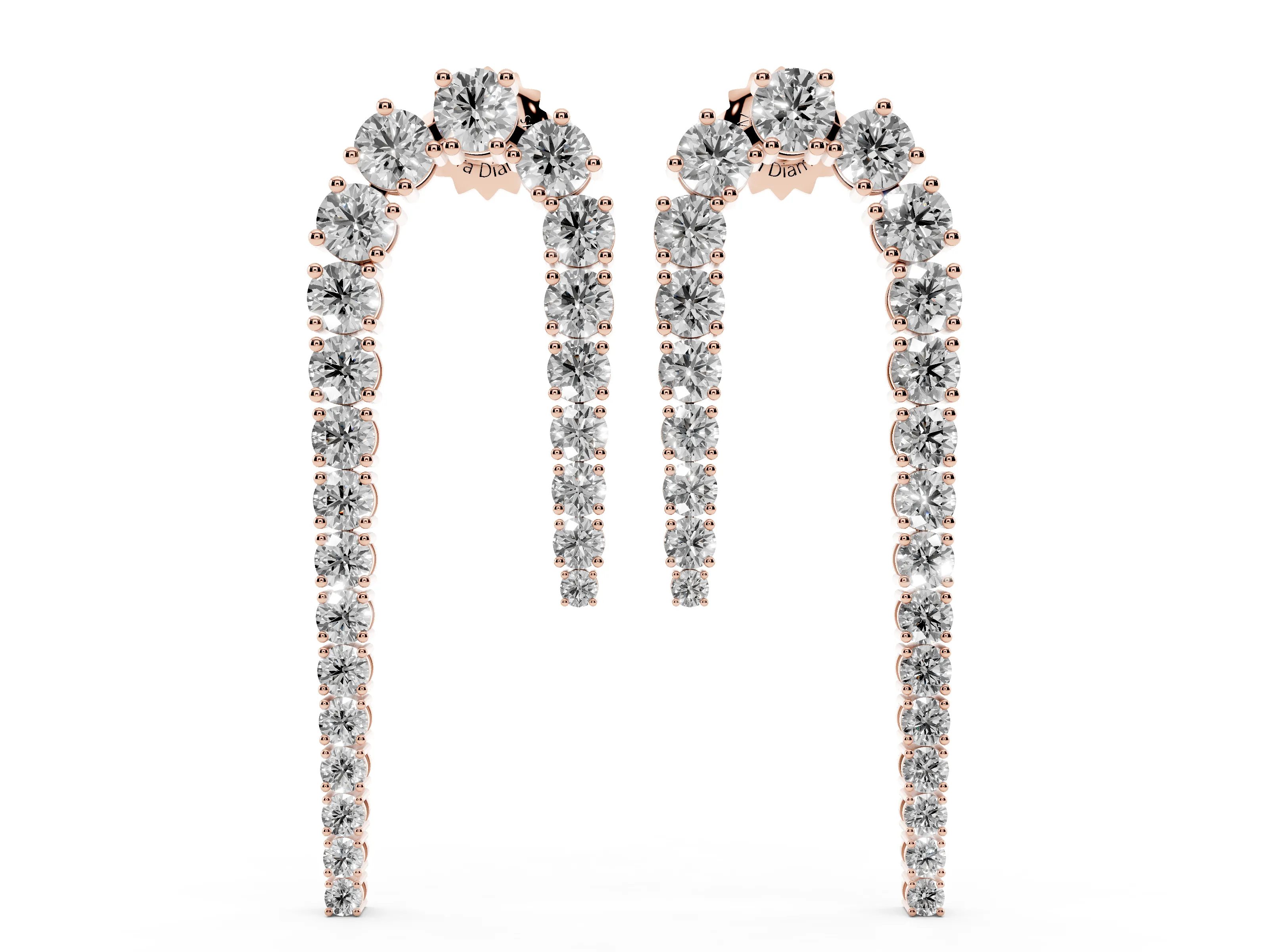 Round Lab-Grown Diamond Graduated Arch Drop Earrings | Uneven Legs | Rose Gold