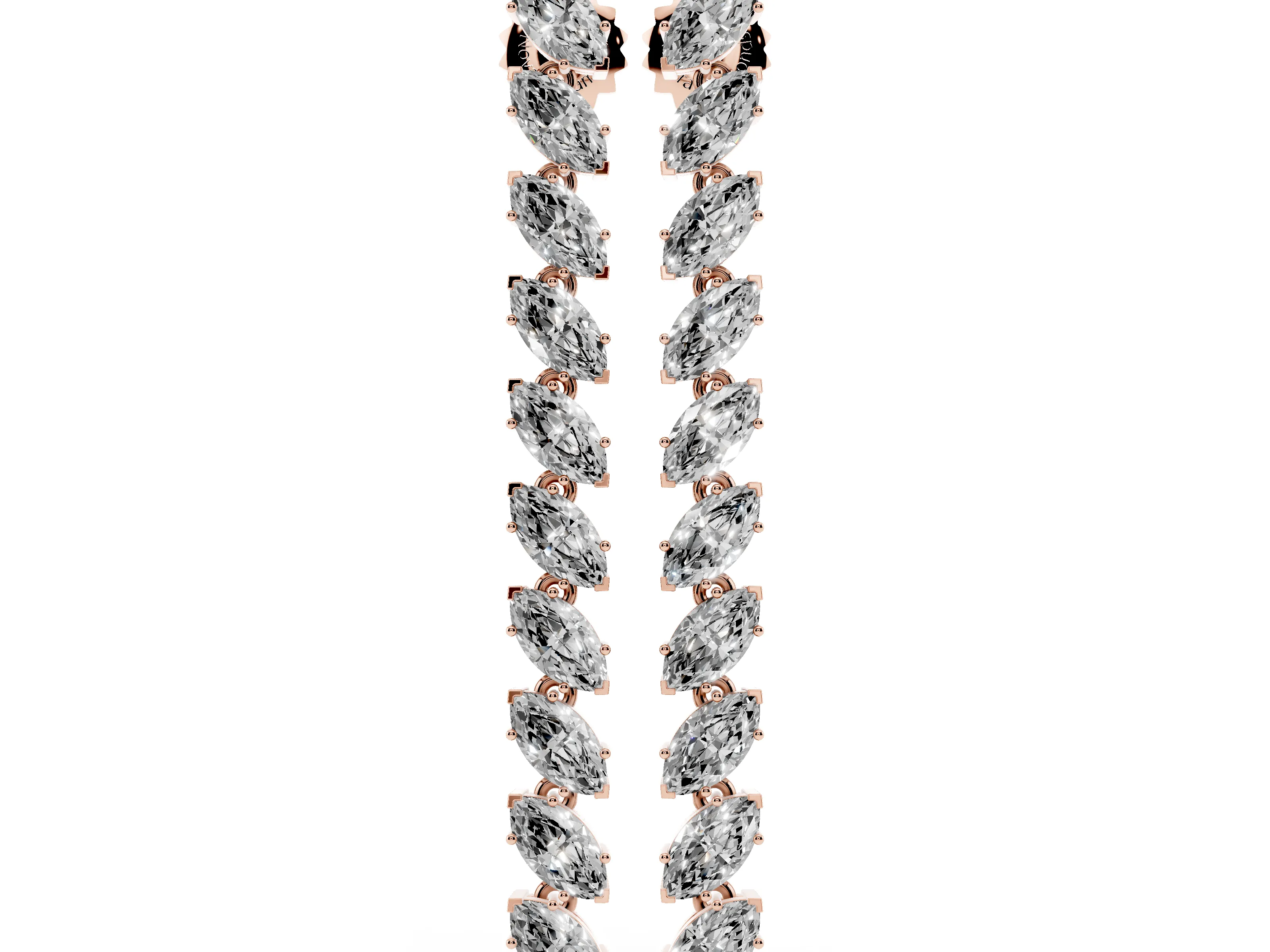 Marquise Lab-Grown Diamond Linear Dangle Earrings | Slanted Stones | Rose Gold