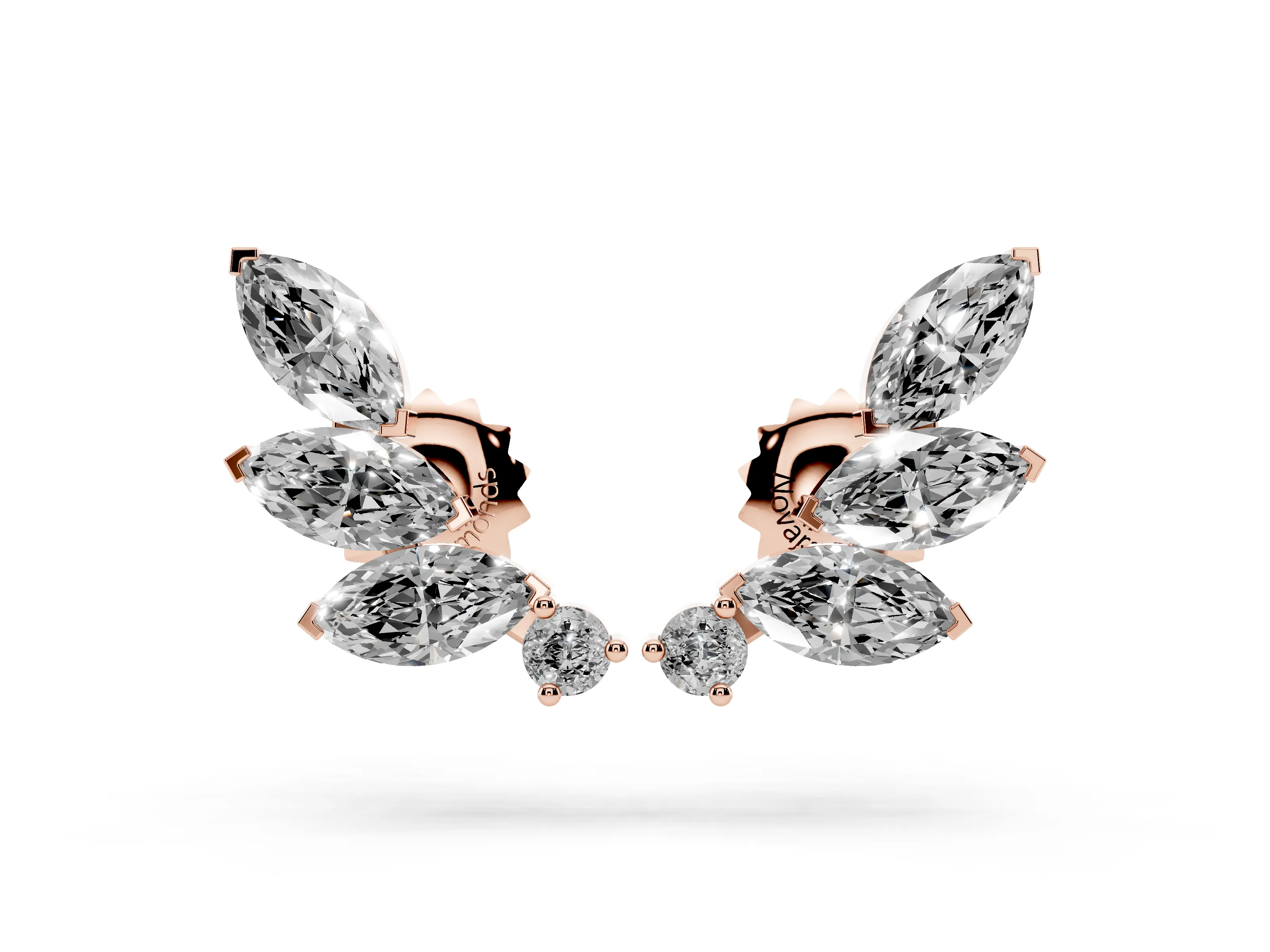 Rose Gold Lab-Grown Diamond Floral Earrings