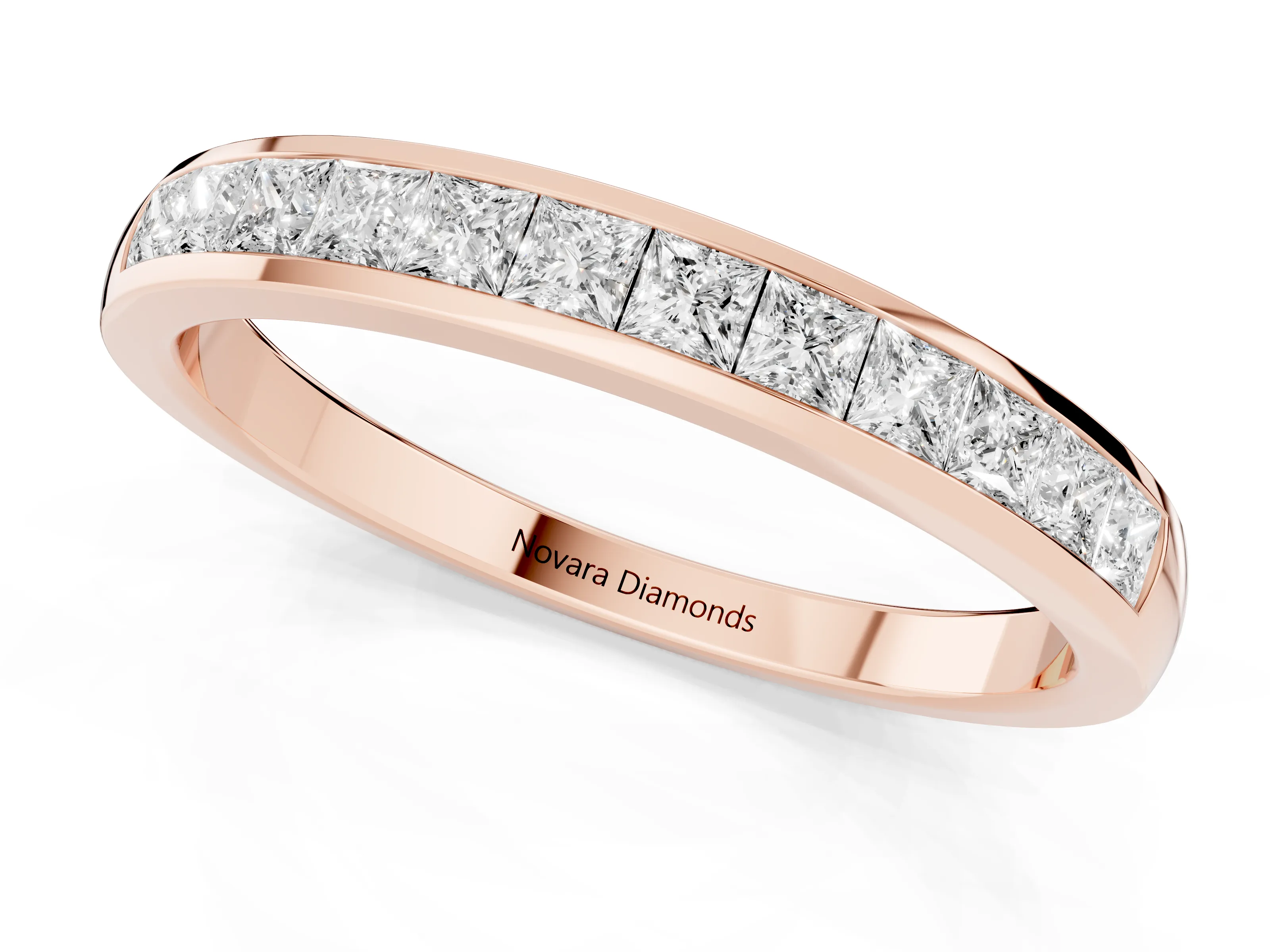 Princess Diamond Full Eternity Band Set in Rose gold with Channel Setting