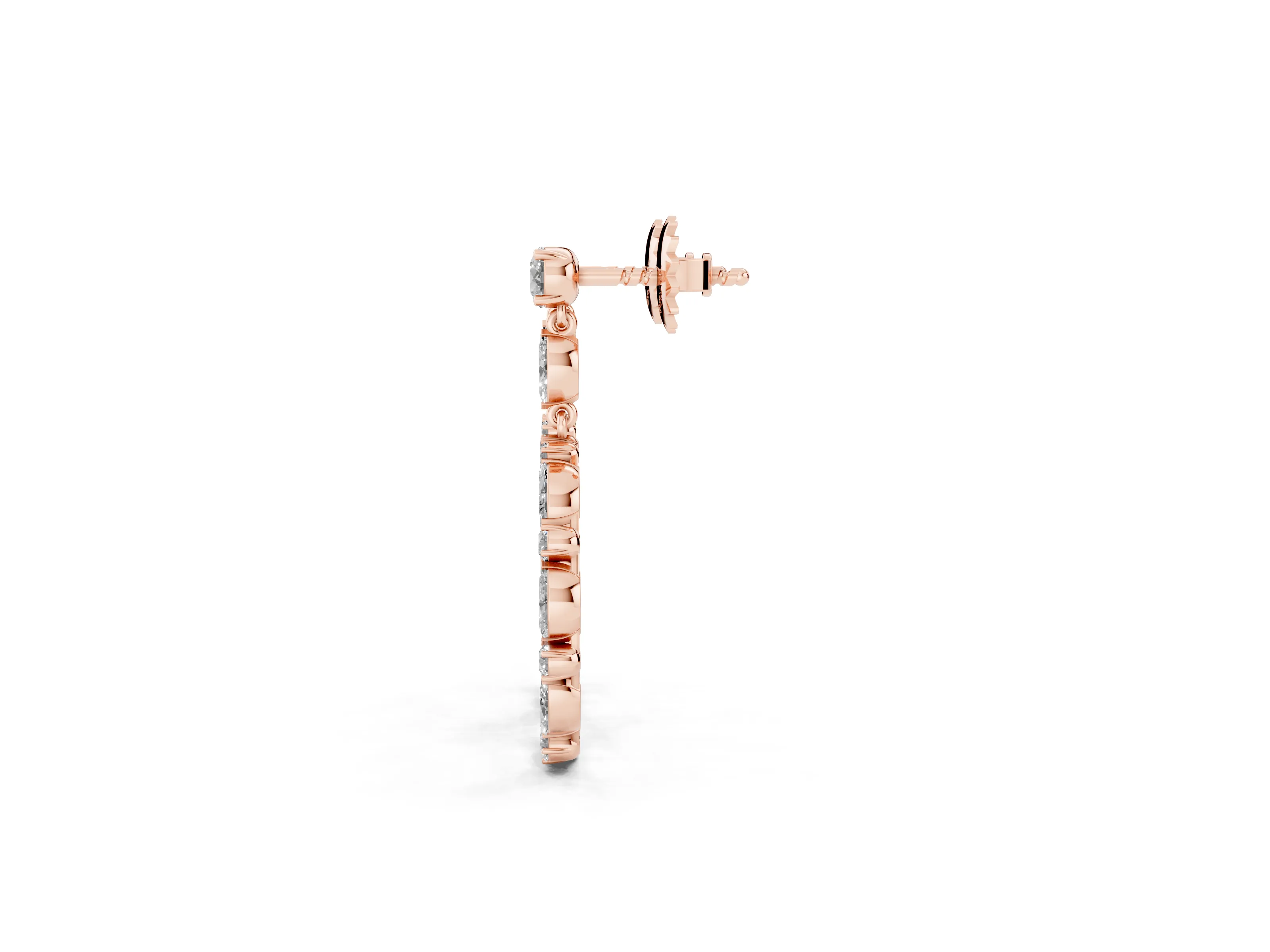 Round and Marquise Lab-Grown Diamond Open Oval Drop Earrings | Marquise Link | Rose Gold