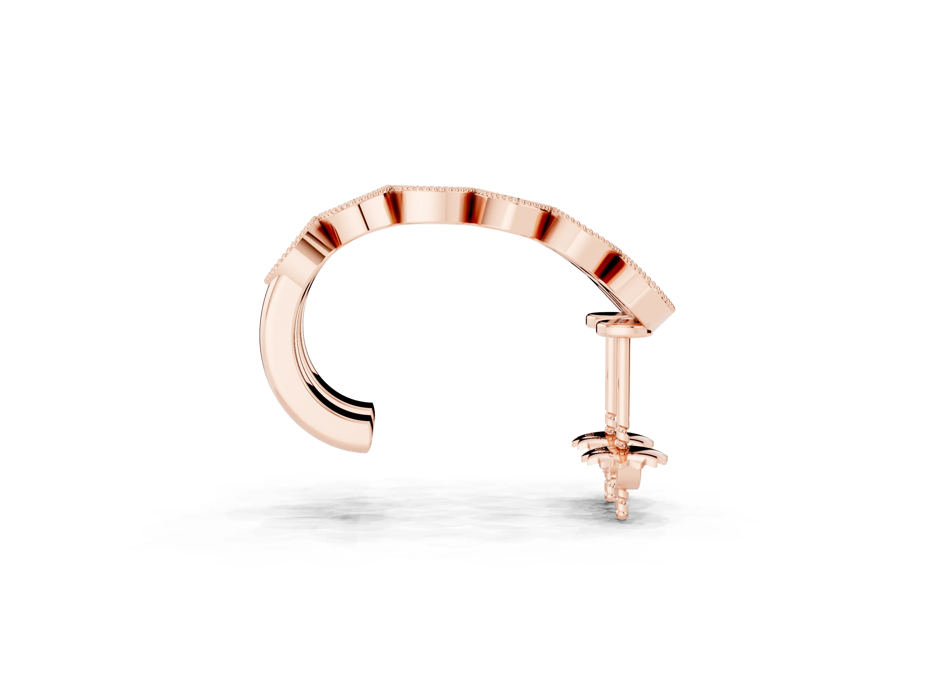 Round Lab-Grown Diamond Vintage Milgrain Hoop Earrings | Cushion and Marquise Frames | Rose Gold