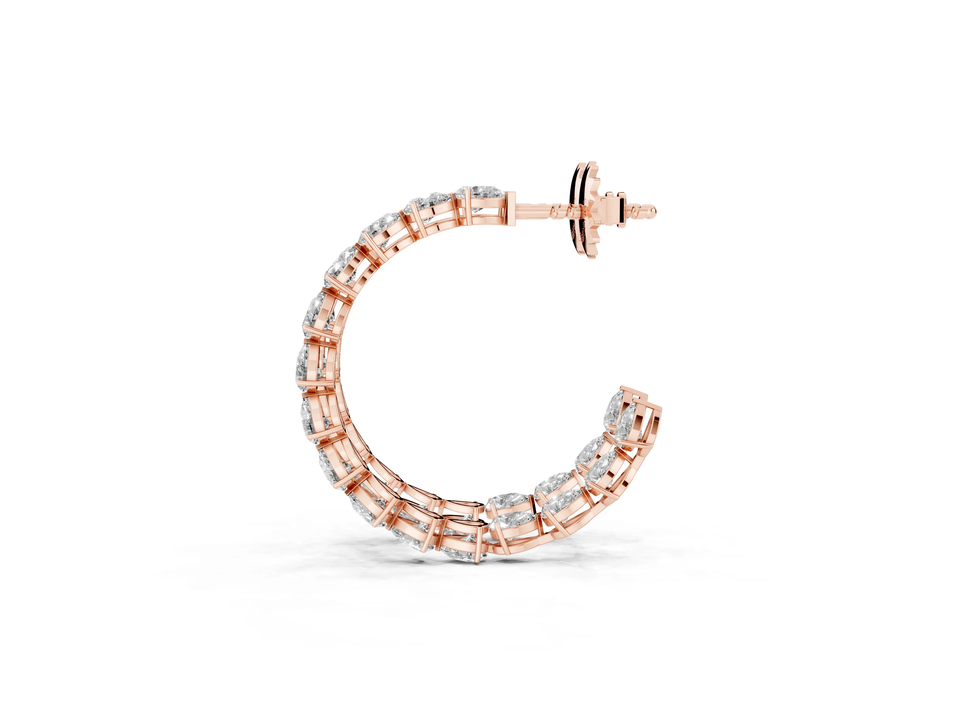 Pear-Shaped Lab-Grown Diamond Open Hoop Earrings | Prong-Set Pears | Rose Gold