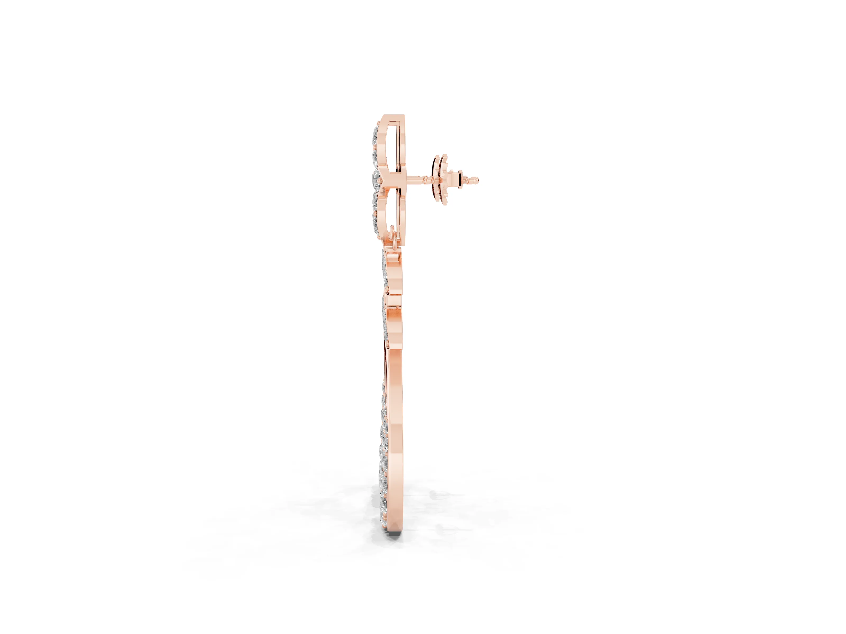 Round Lab-Grown Diamond Floral Dewdrop Drop Earrings | Open Teardrop | Rose Gold