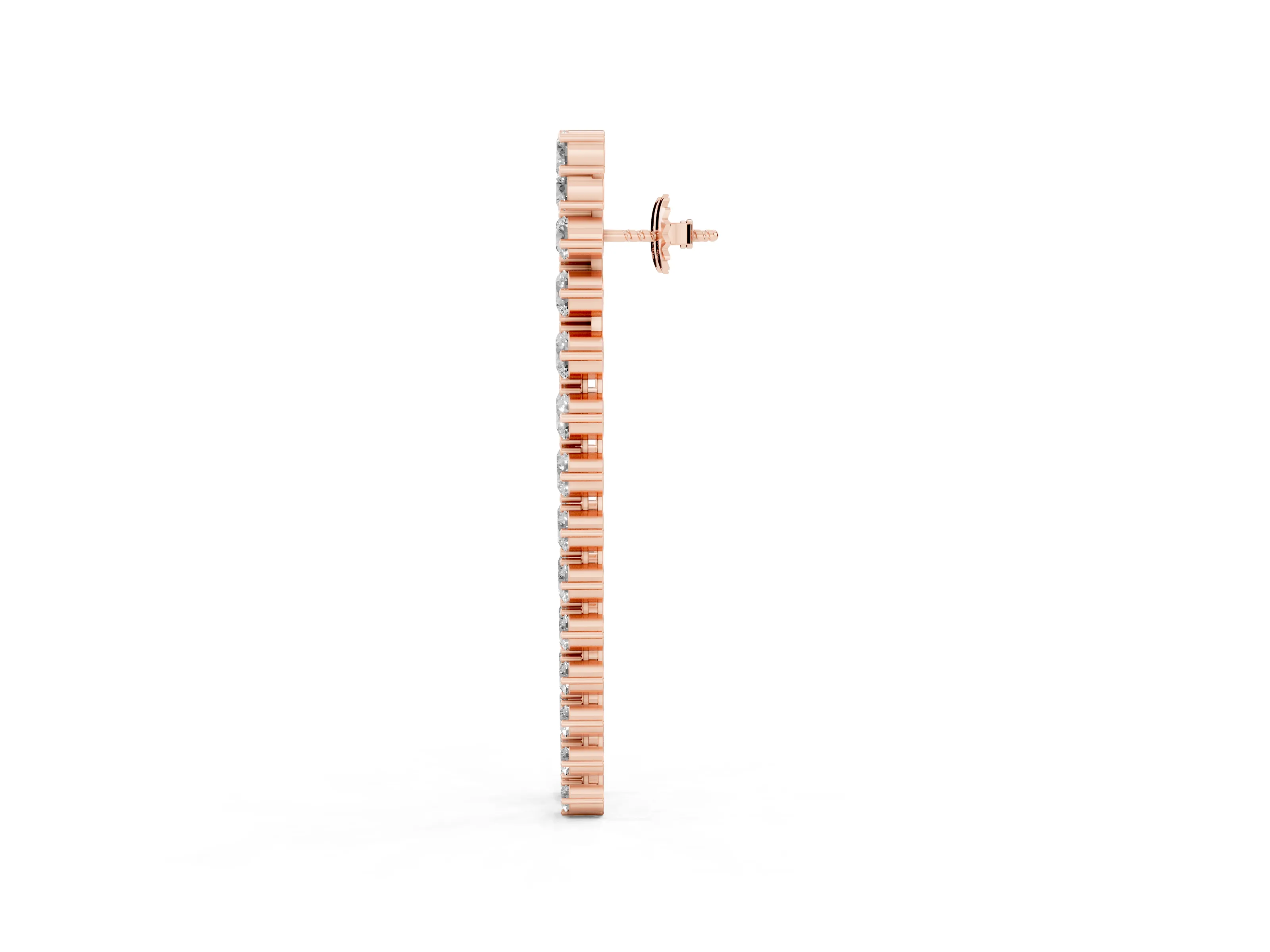Round Lab-Grown Diamond Curved Drop Earrings | Linked Prong Settings | Rose Gold