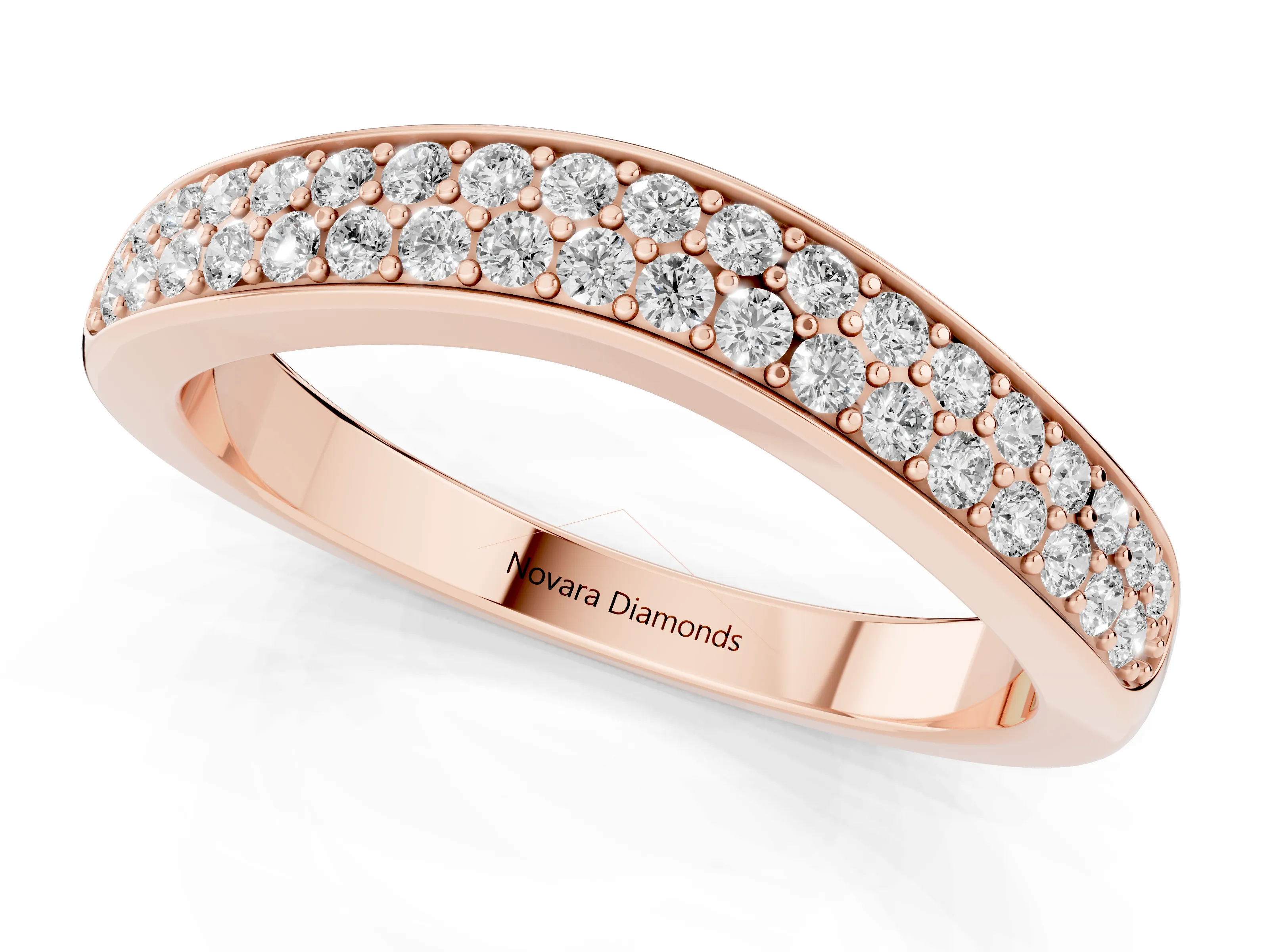 Round Diamond Pavé Contour Band Set in Rose gold