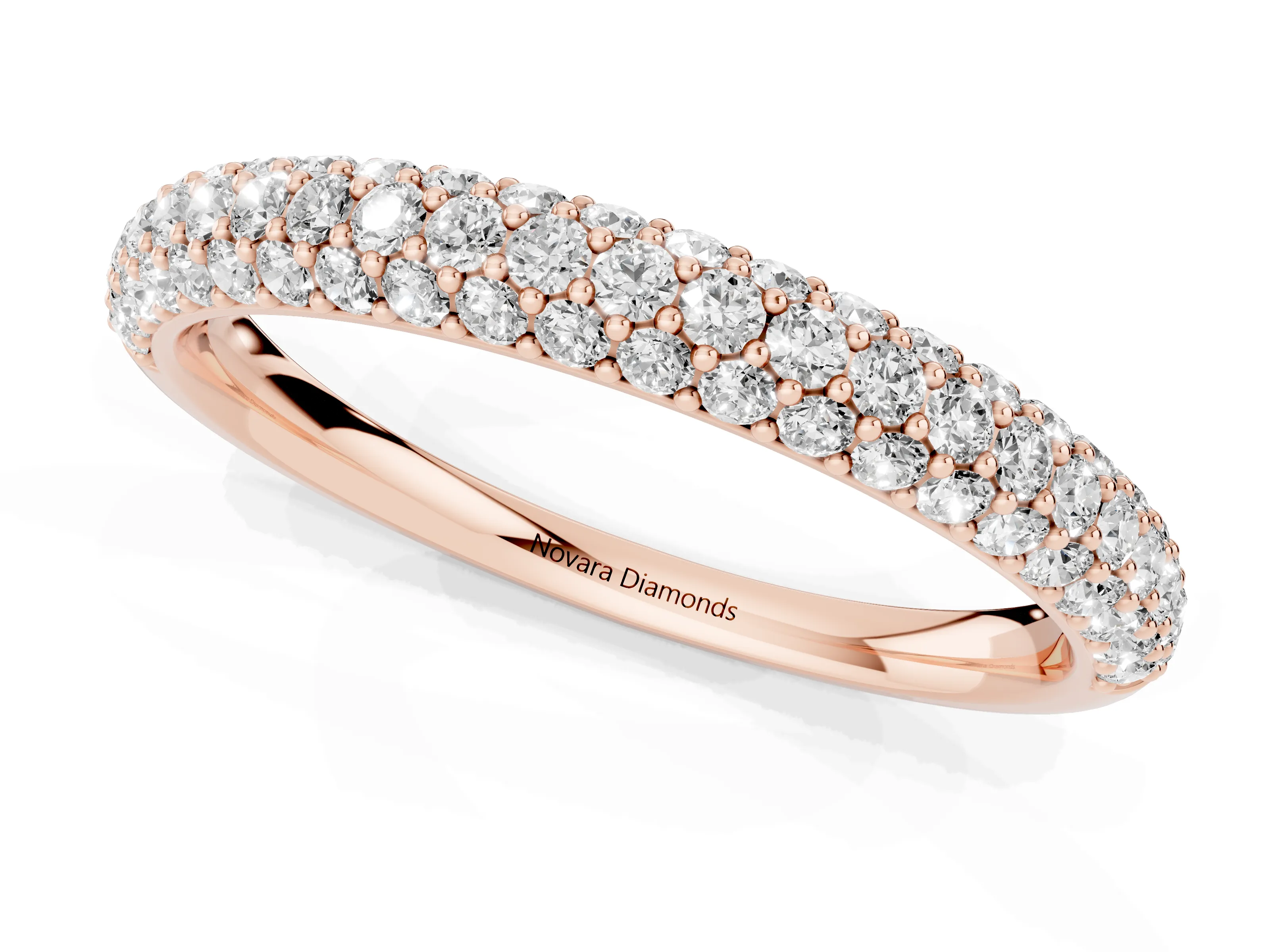 Round Diamond Pavé Eternity Band Set in Rose gold with Full Circle Row