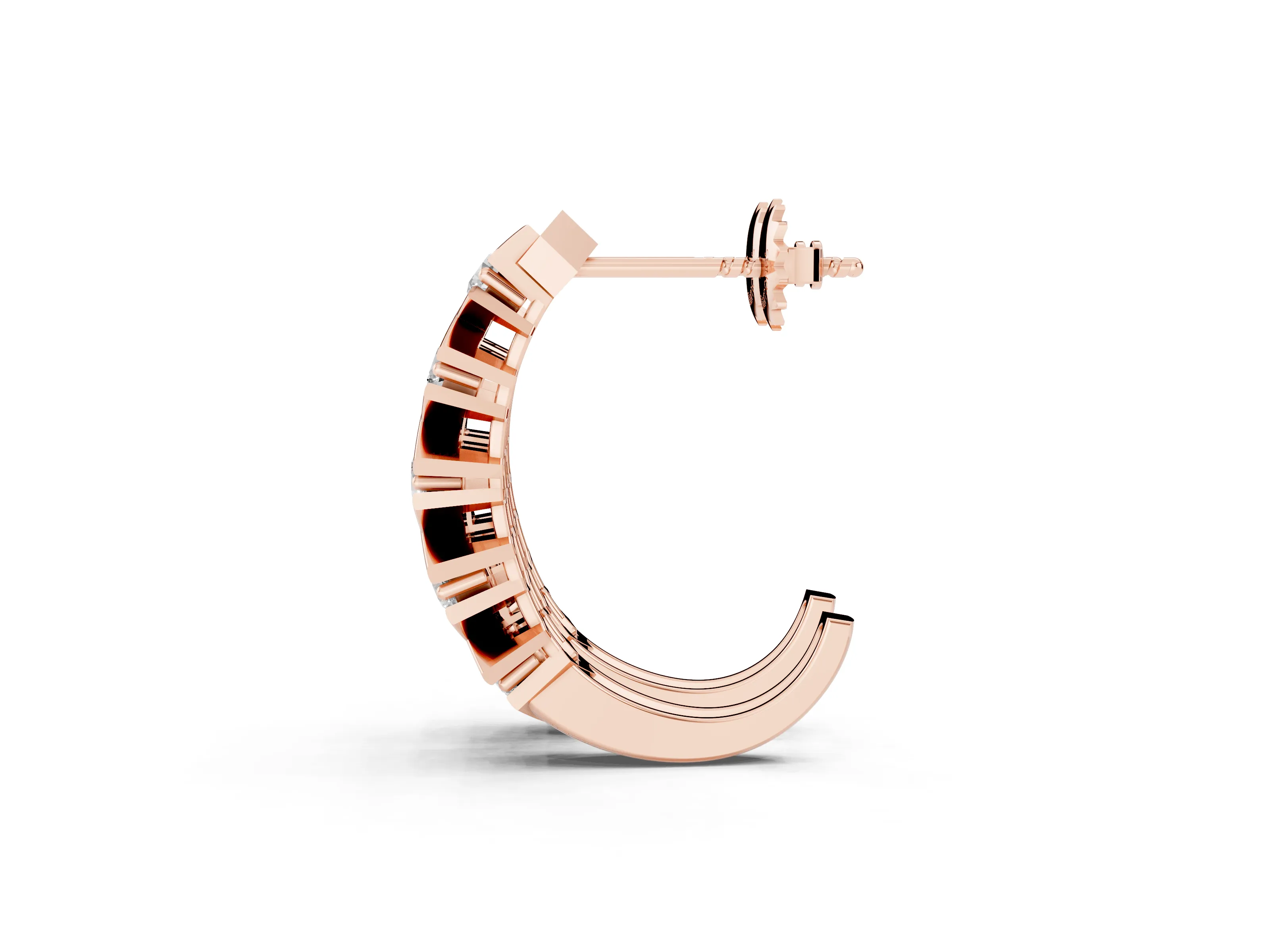 Round Lab-Grown Diamond Criss-Cross Hoop Earrings | X Bar Dividers | Rose Gold