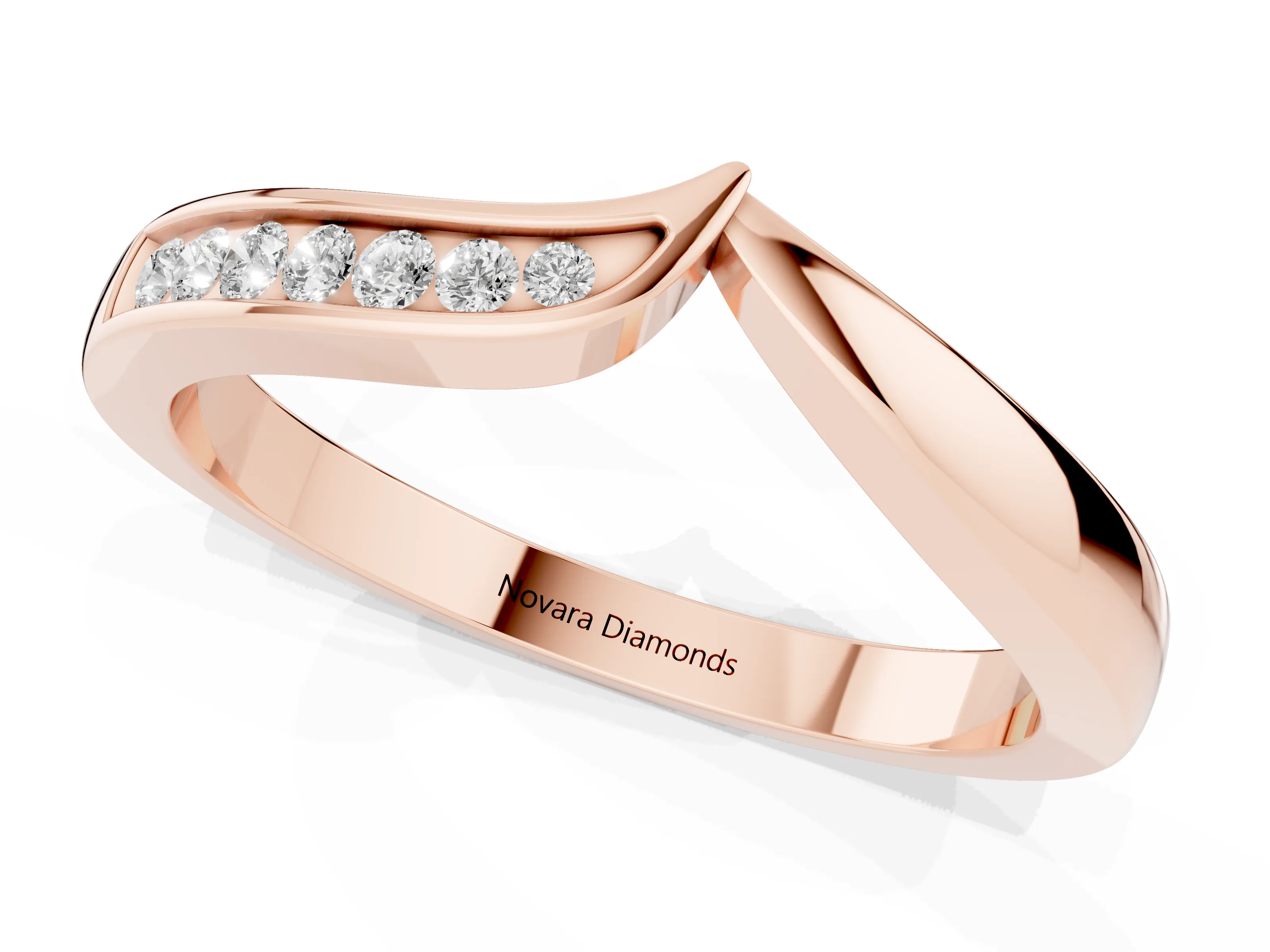 Round Diamond Contour Band Set in Rose gold with Polished Channel Setting