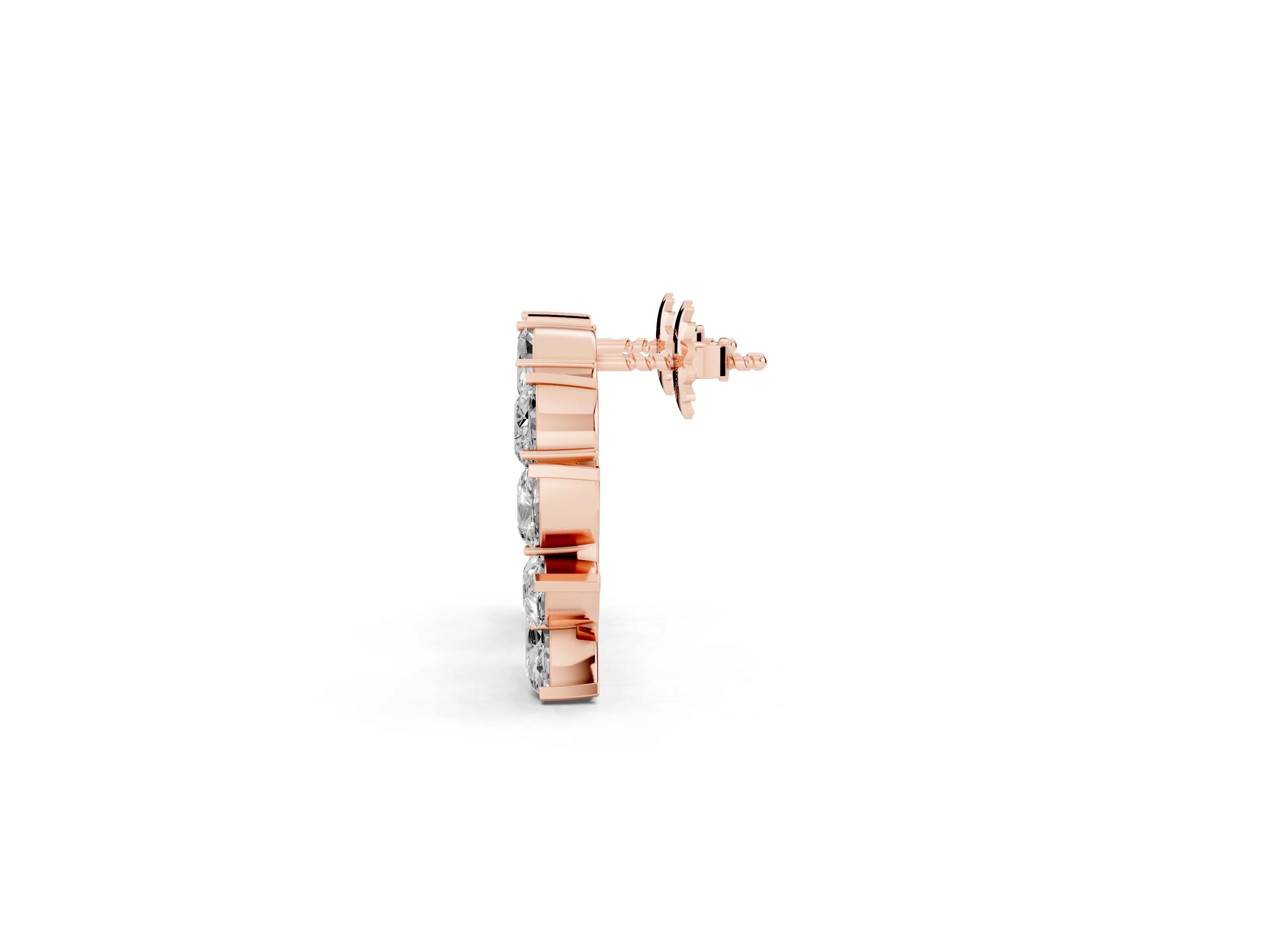 Mixed-Shape Lab-Grown Diamond Graduated Cluster Studs | Marquise Pear and Round | Rose Gold