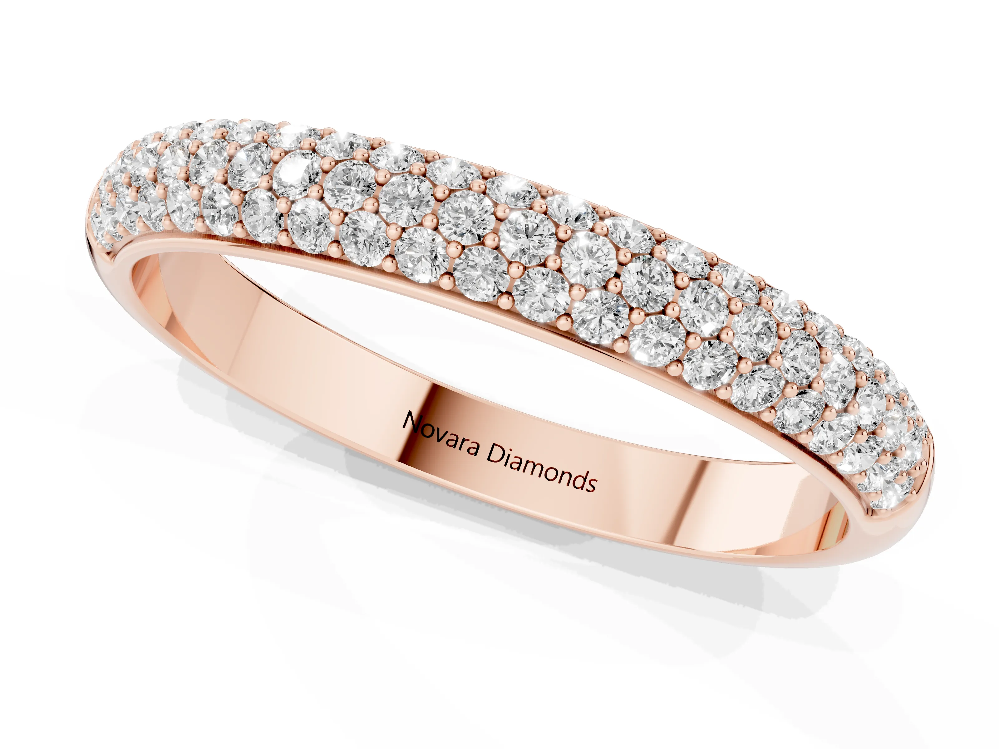 Round Diamond Pavé Eternity Band Set in Rose gold with All-Around Stones