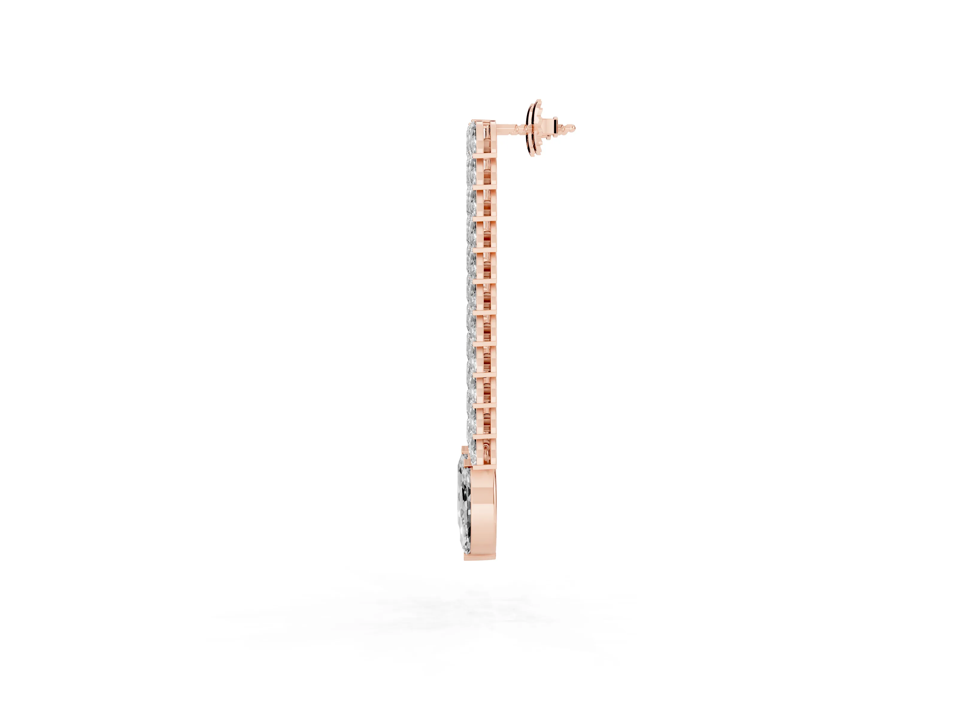 Marquise Lab-Grown Diamond Double Row Dangle Earrings | Laurel Leaf Design | Rose Gold