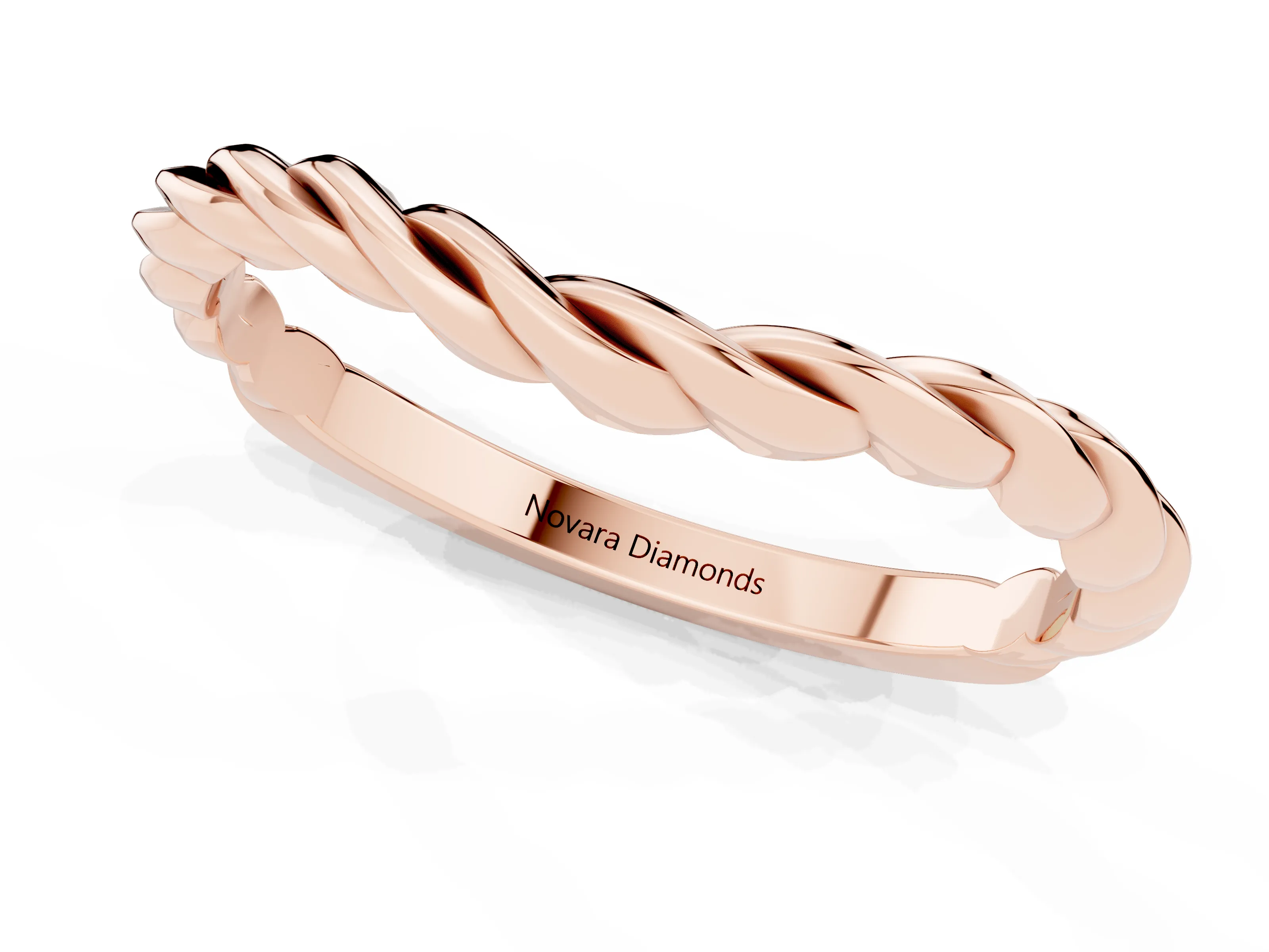 Marquise Diamond Twist Eternity Band Set in Rose gold with Bezel Setting