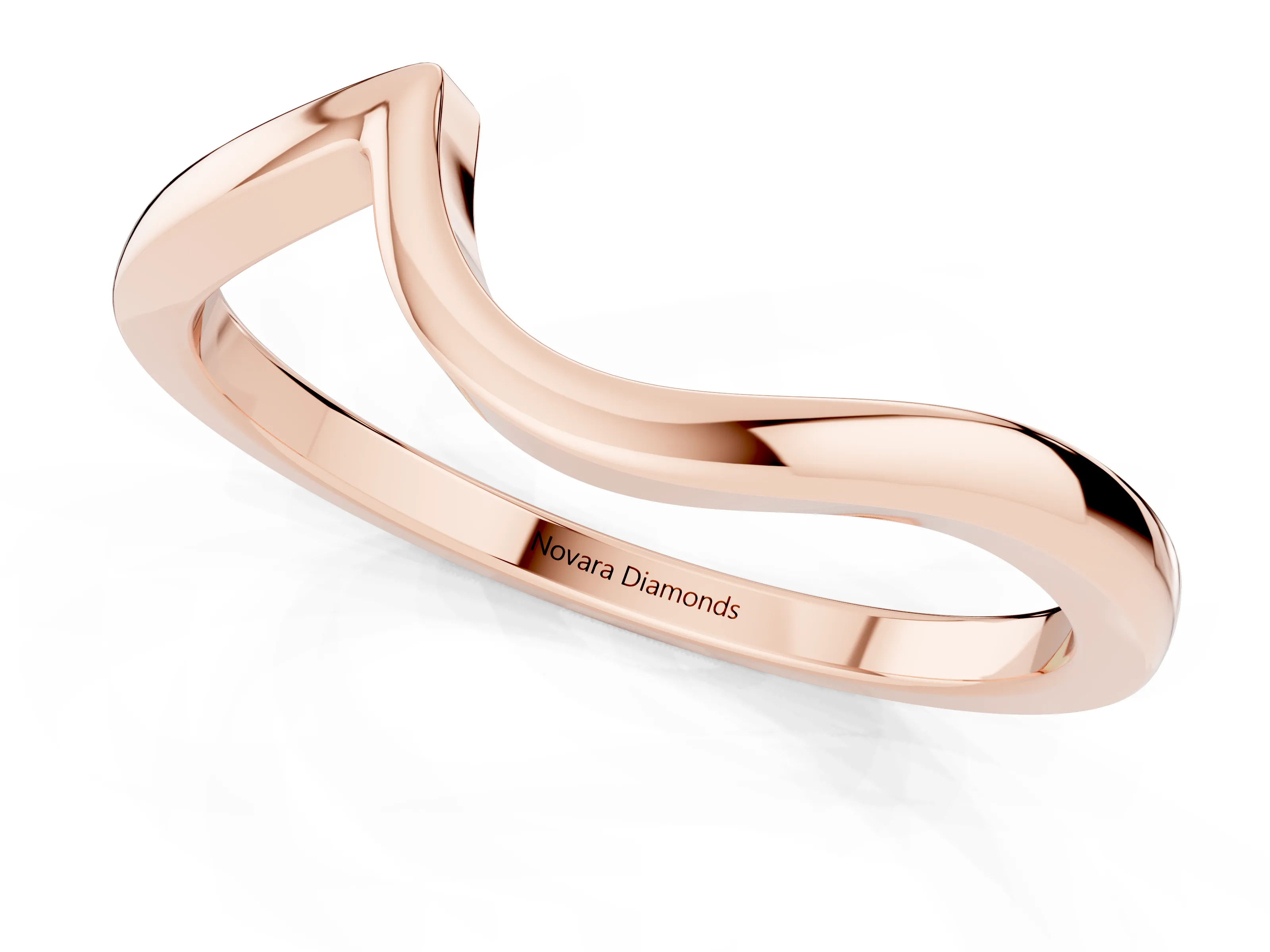 Round Diamond Curved Solitaire Band Set in Rose gold with Prong Setting
