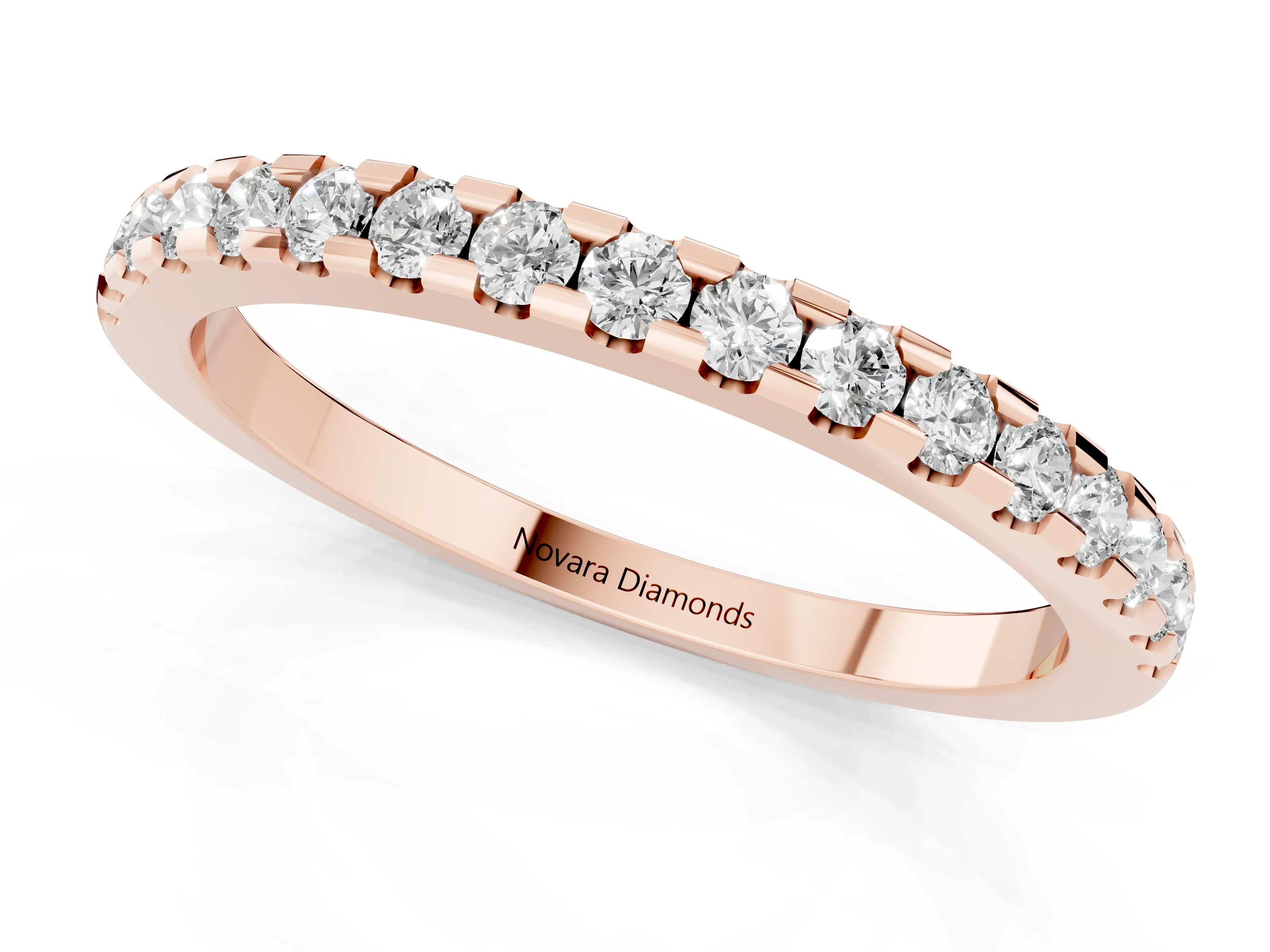 Round Diamond Eternity Band Set in Rose gold with Pavé Micro Prong Setting