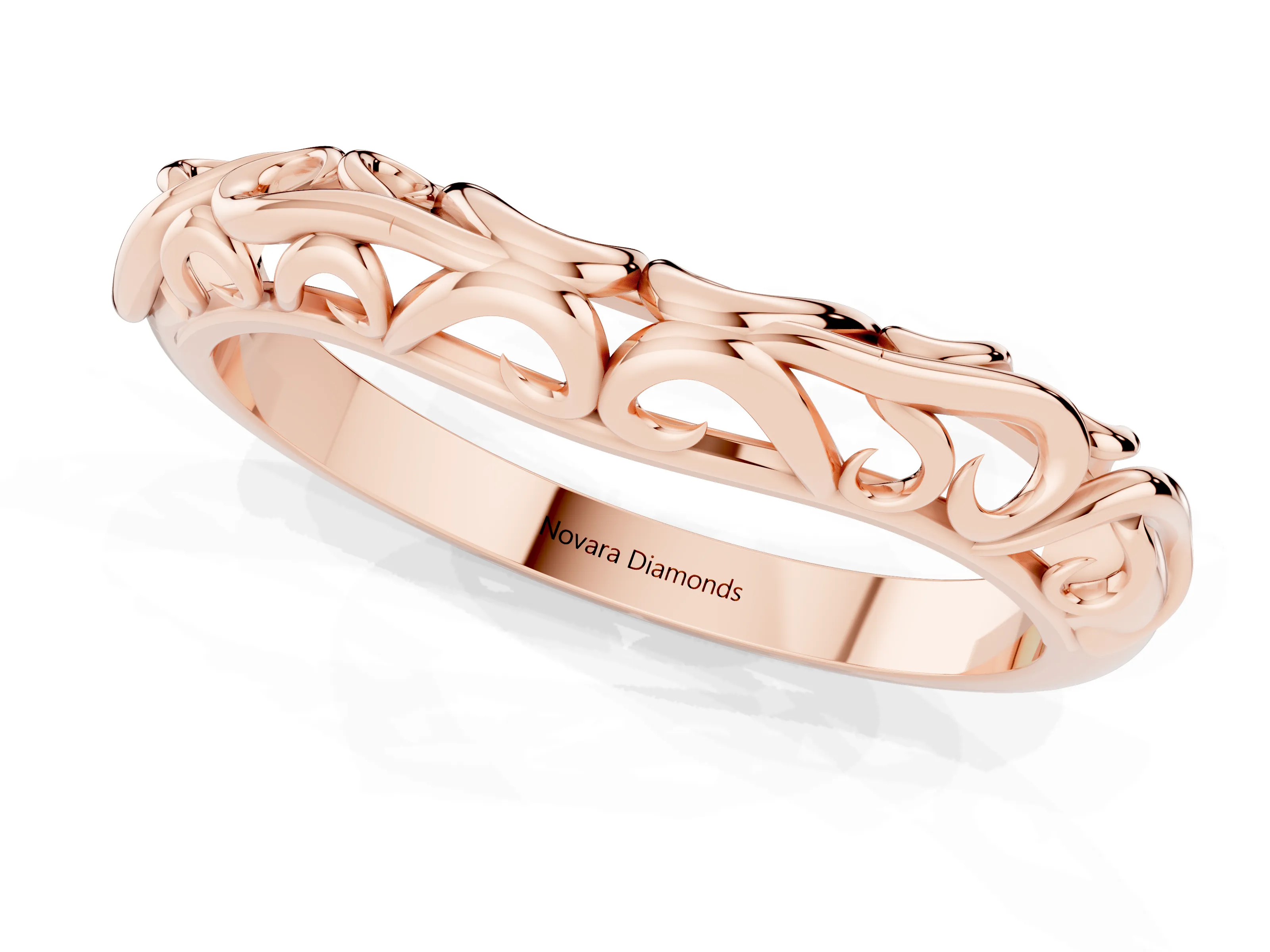 Twisted Vine Filigree Band Set in Rose gold