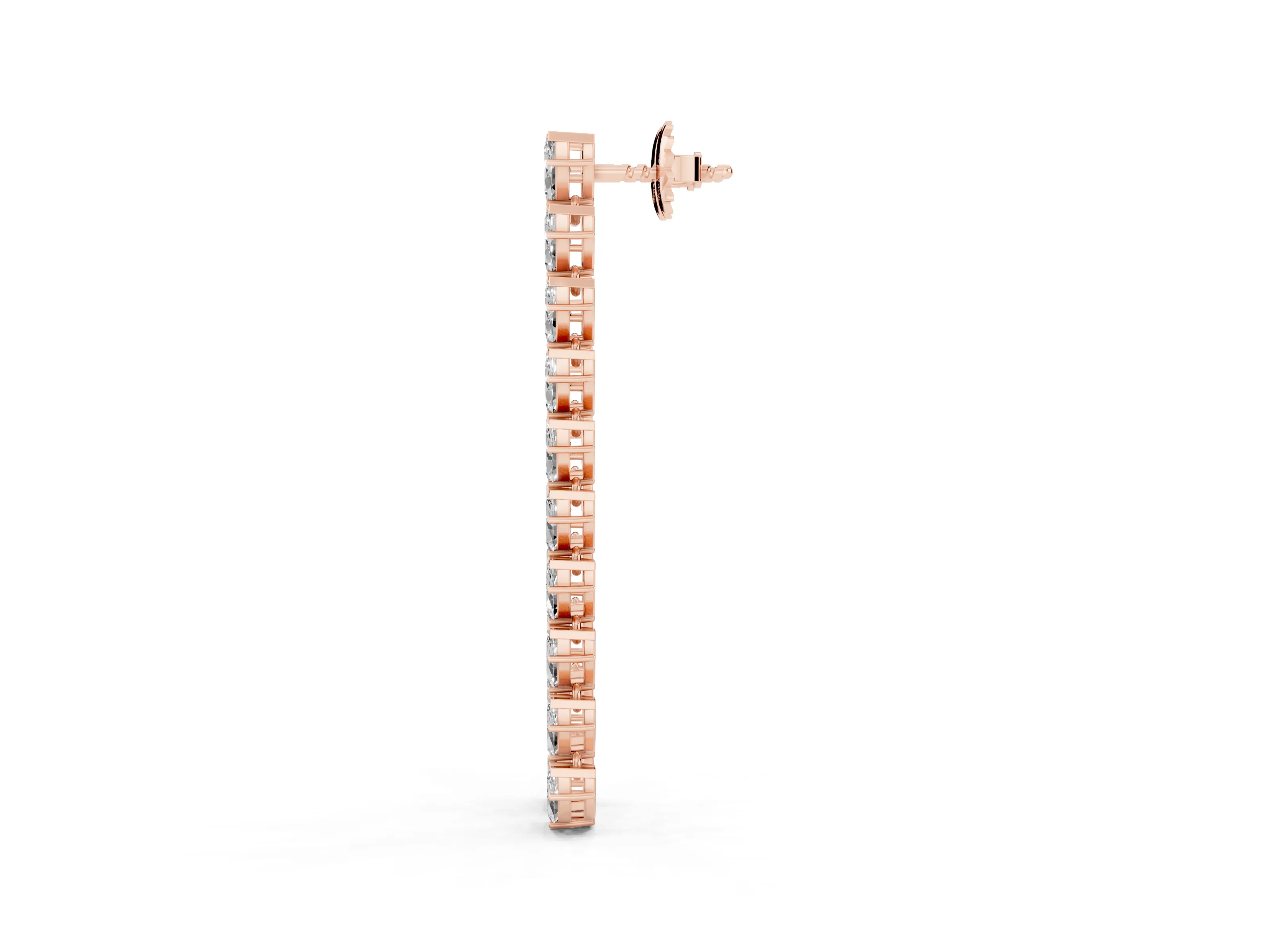 Marquise Lab-Grown Diamond Linear Dangle Earrings | Slanted Stones | Rose Gold