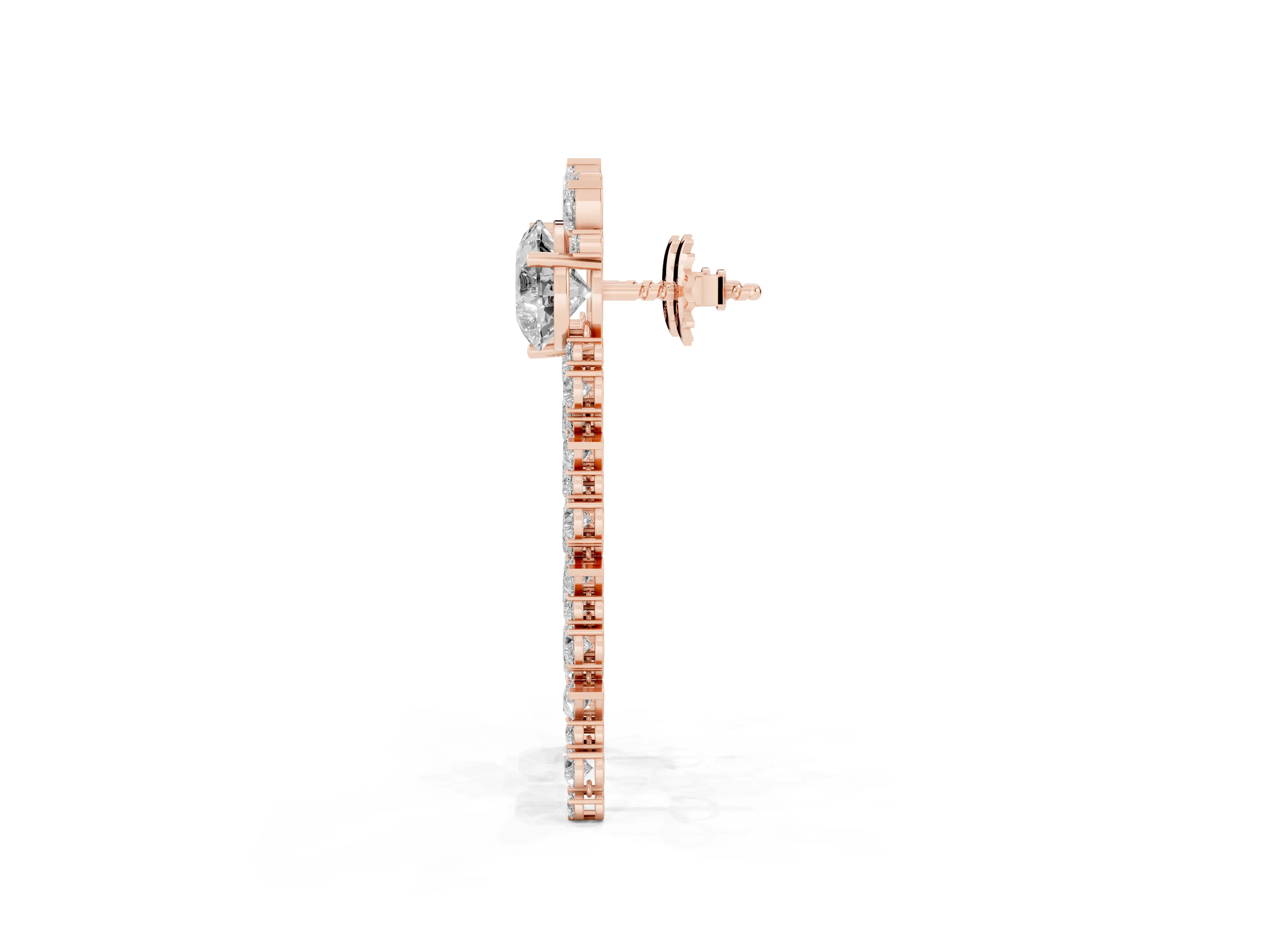 Pear-Shaped Lab-Grown Diamond Fringe Drop Earrings | Pear and Round Cascade | Rose Gold