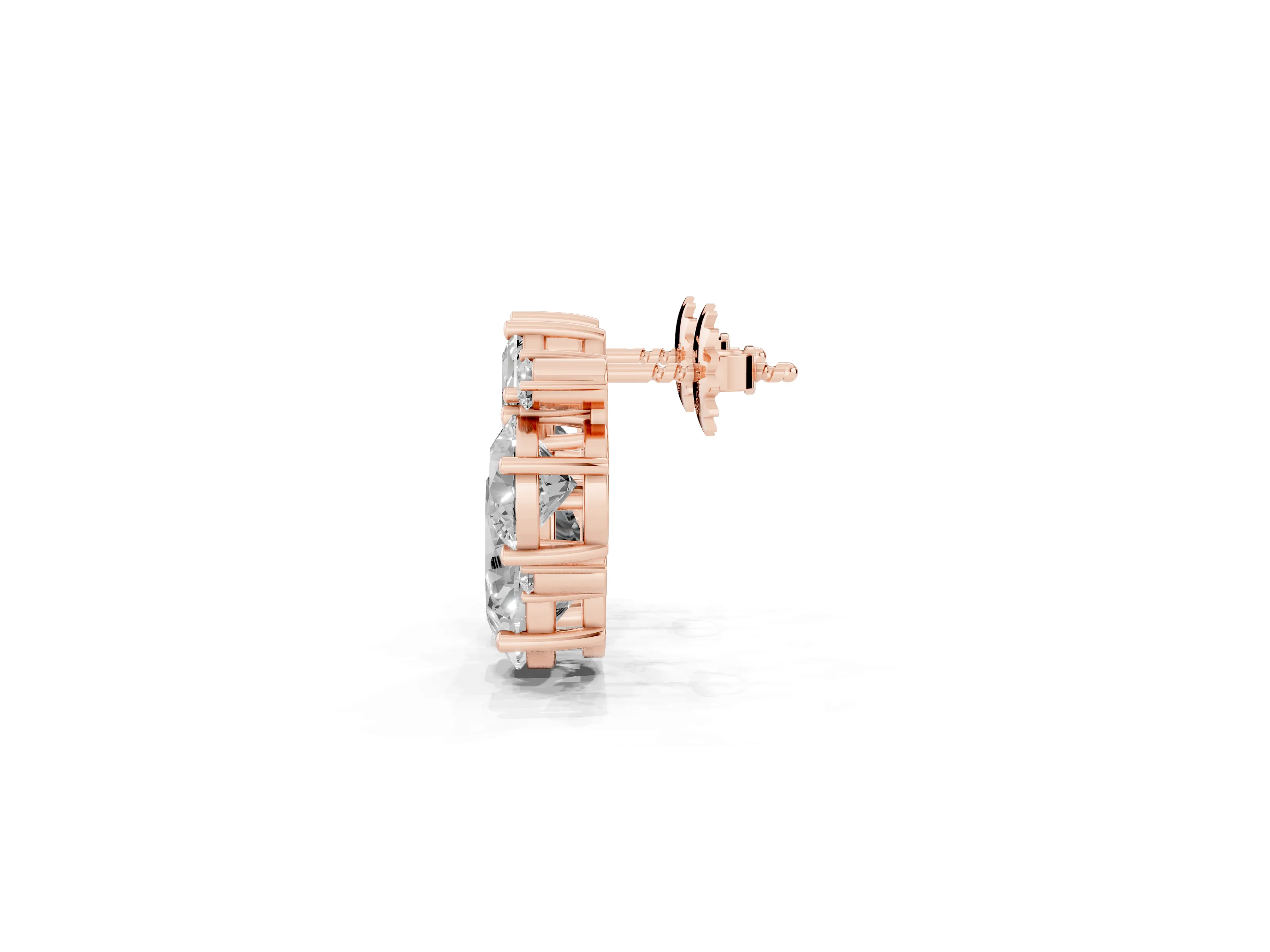 Multi-Shape Lab-Grown Diamond Mosaic Stud Earrings | Pear Princess and Round | Rose Gold