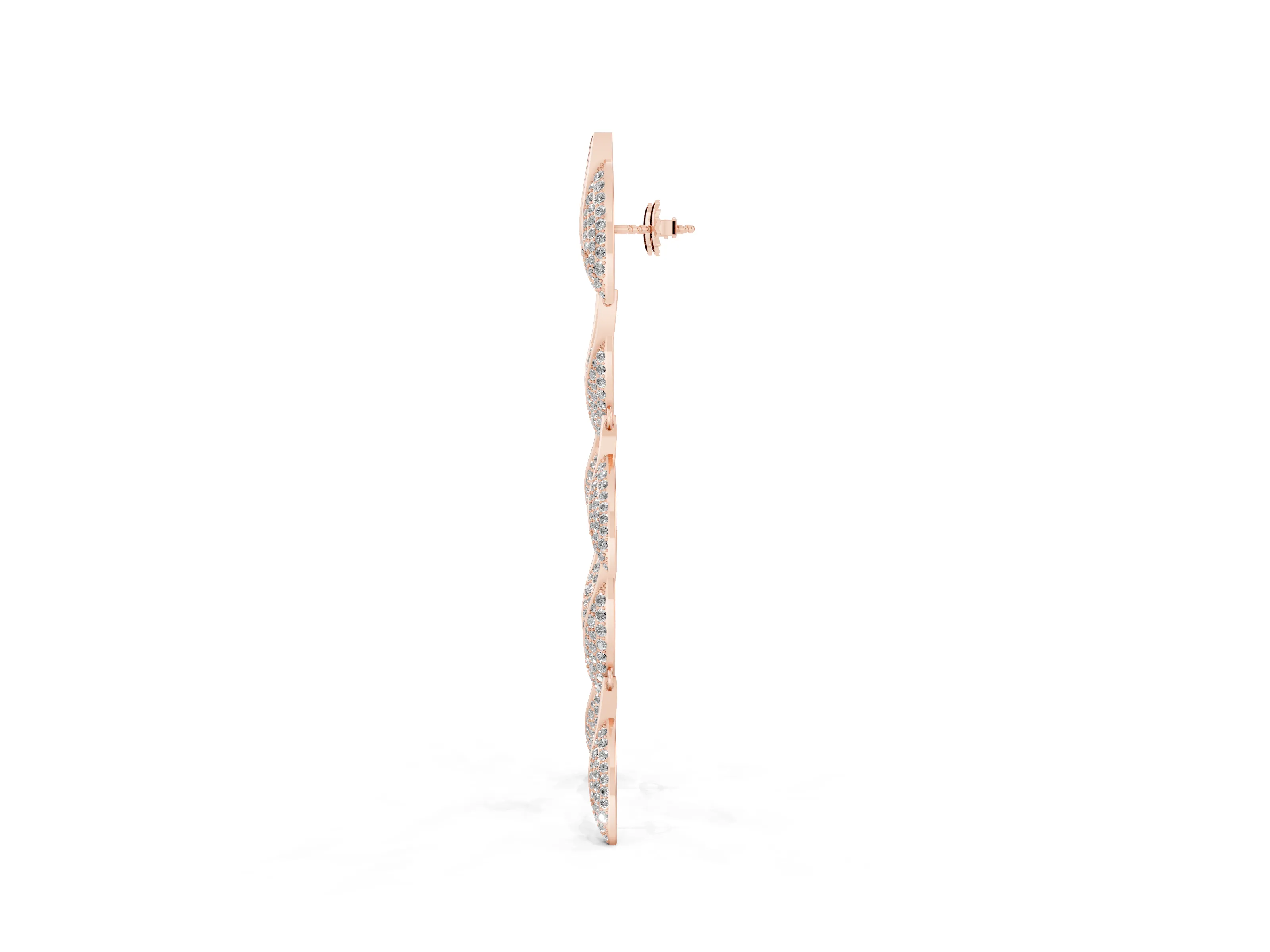 Round Lab-Grown Diamond Pavé Olive Branch Drop Earrings | Five Leaves | Rose Gold