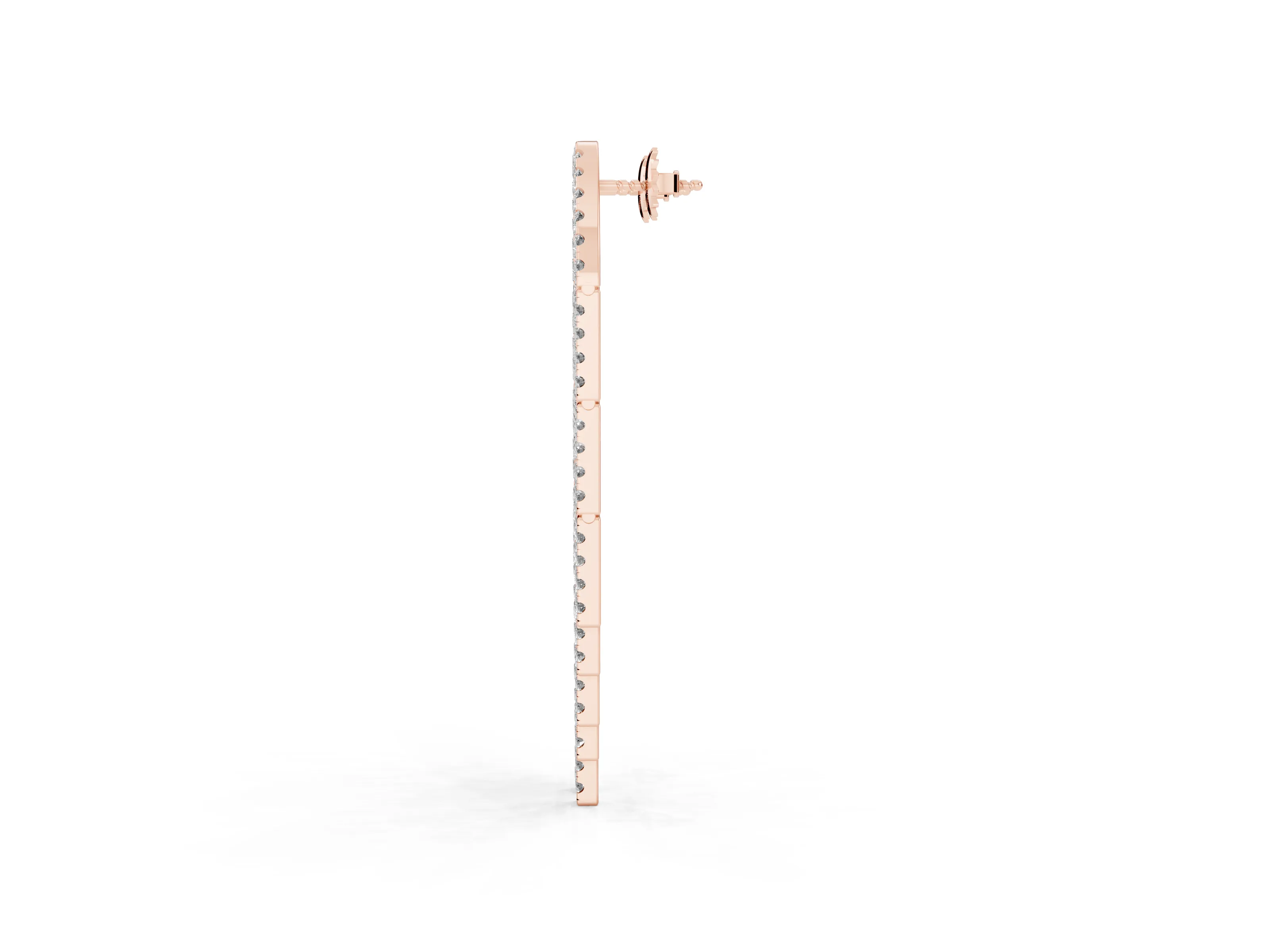 Round Lab-Grown Diamond Pavé Waterfall Drop Earrings | Five Open Rows | Rose Gold