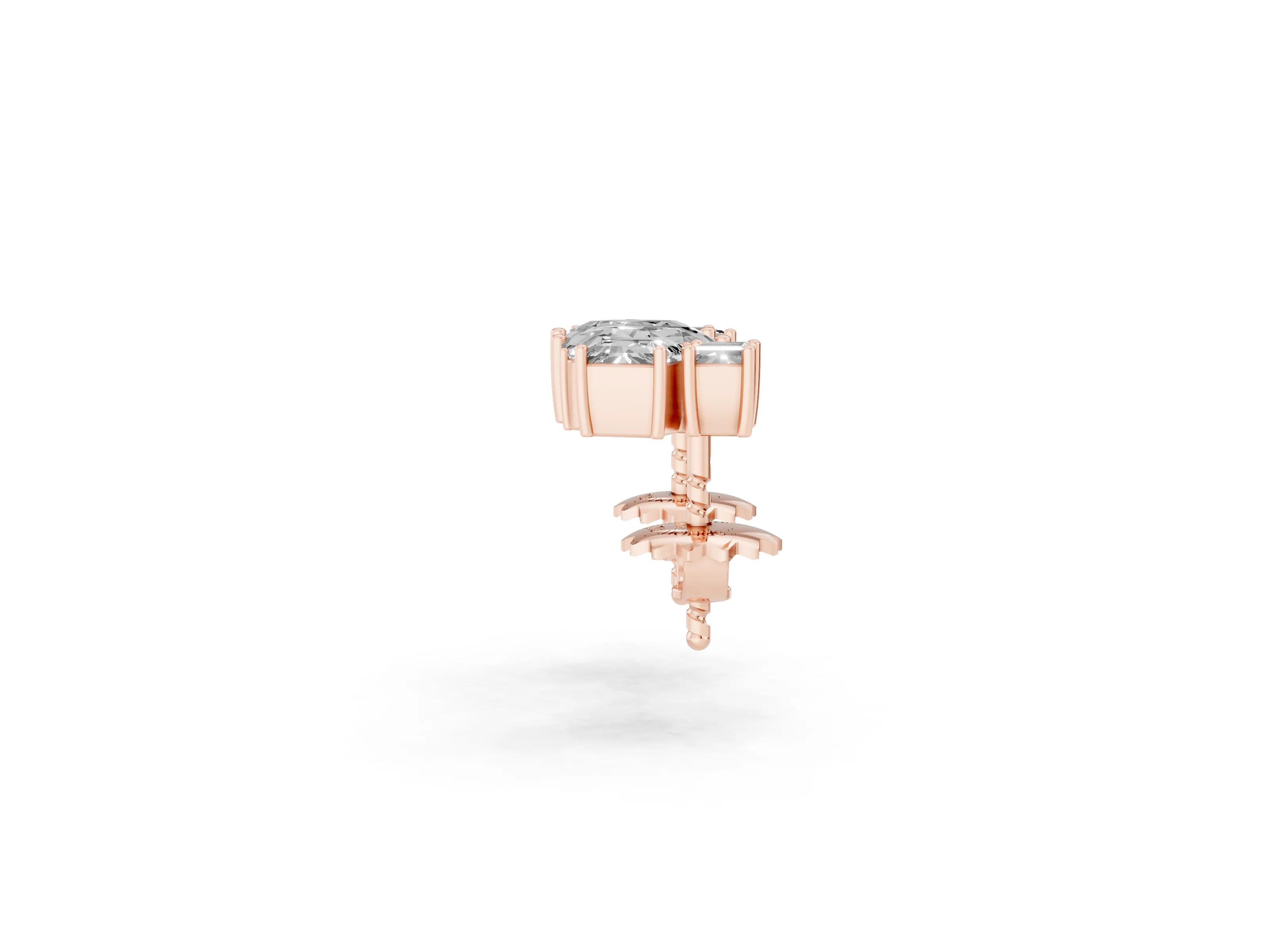Princess Cut and Baguette Lab-Grown Diamond Mosaic Studs | On-Point Princess | Rose Gold