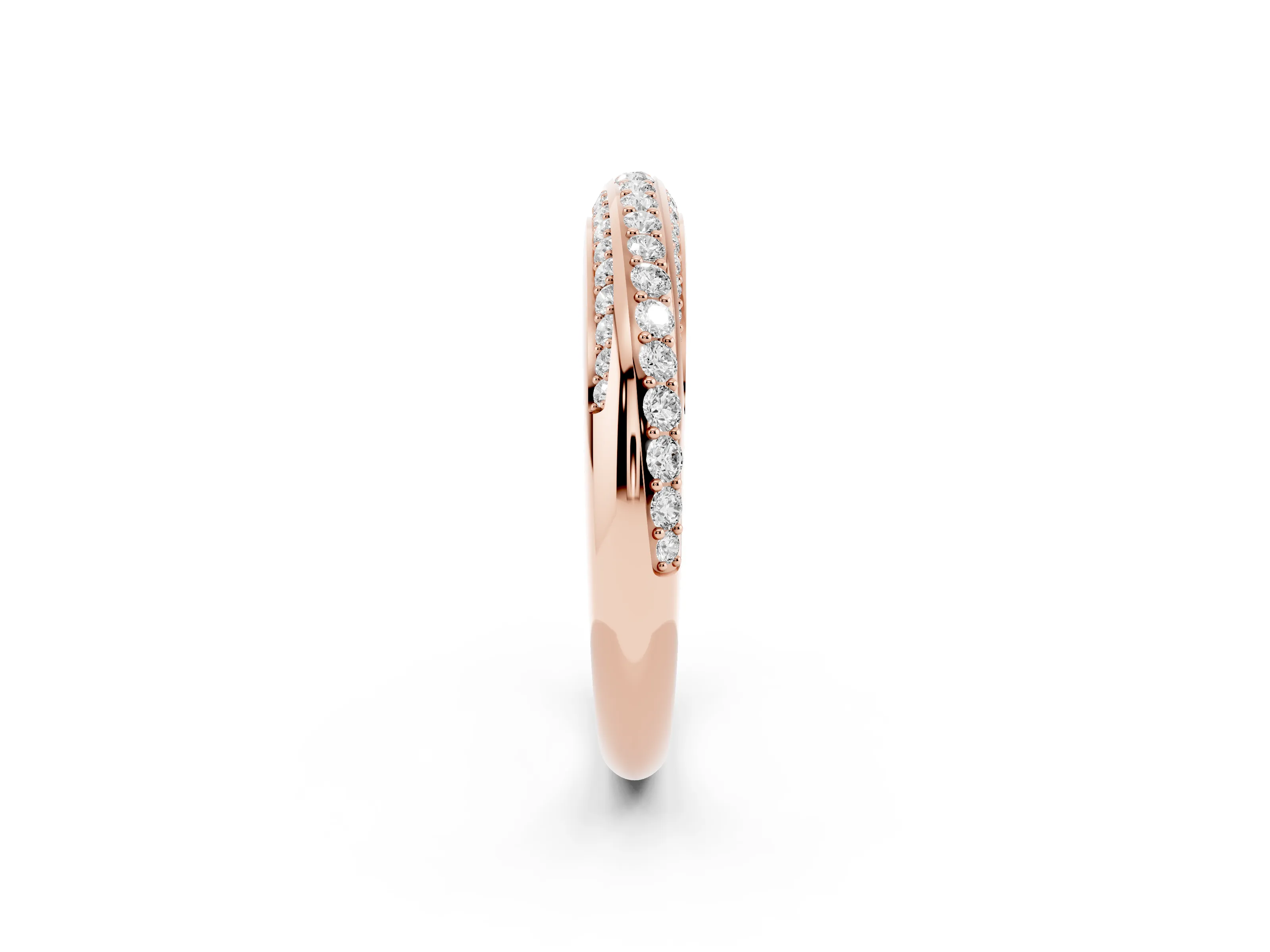 Round Diamond Double Row Pavé Band Set in Rose gold with Channel Setting