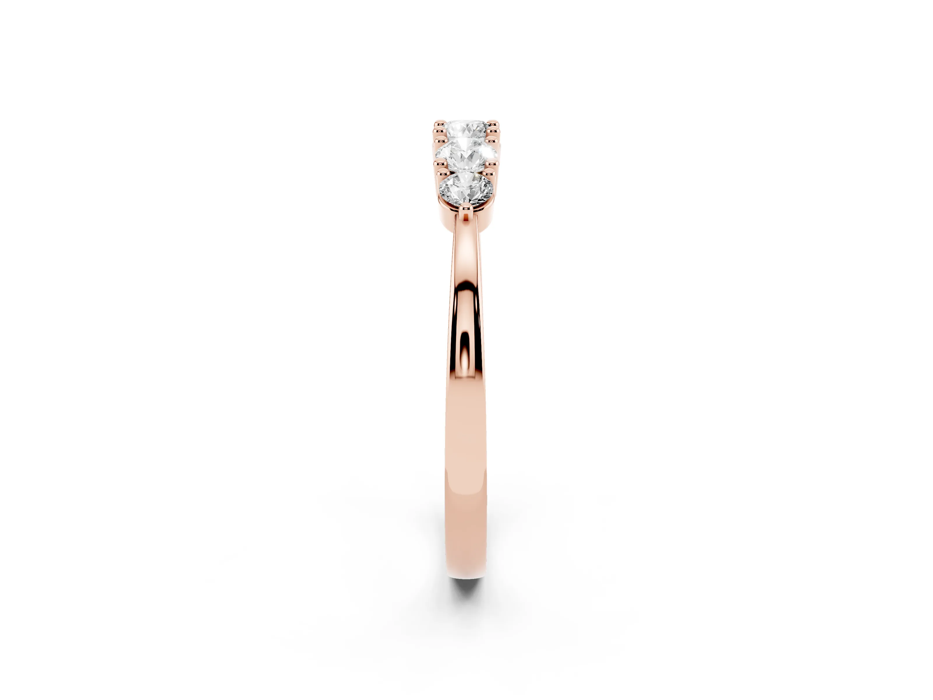 Round Diamond Half Eternity Band Set in Rose gold with Prong Setting