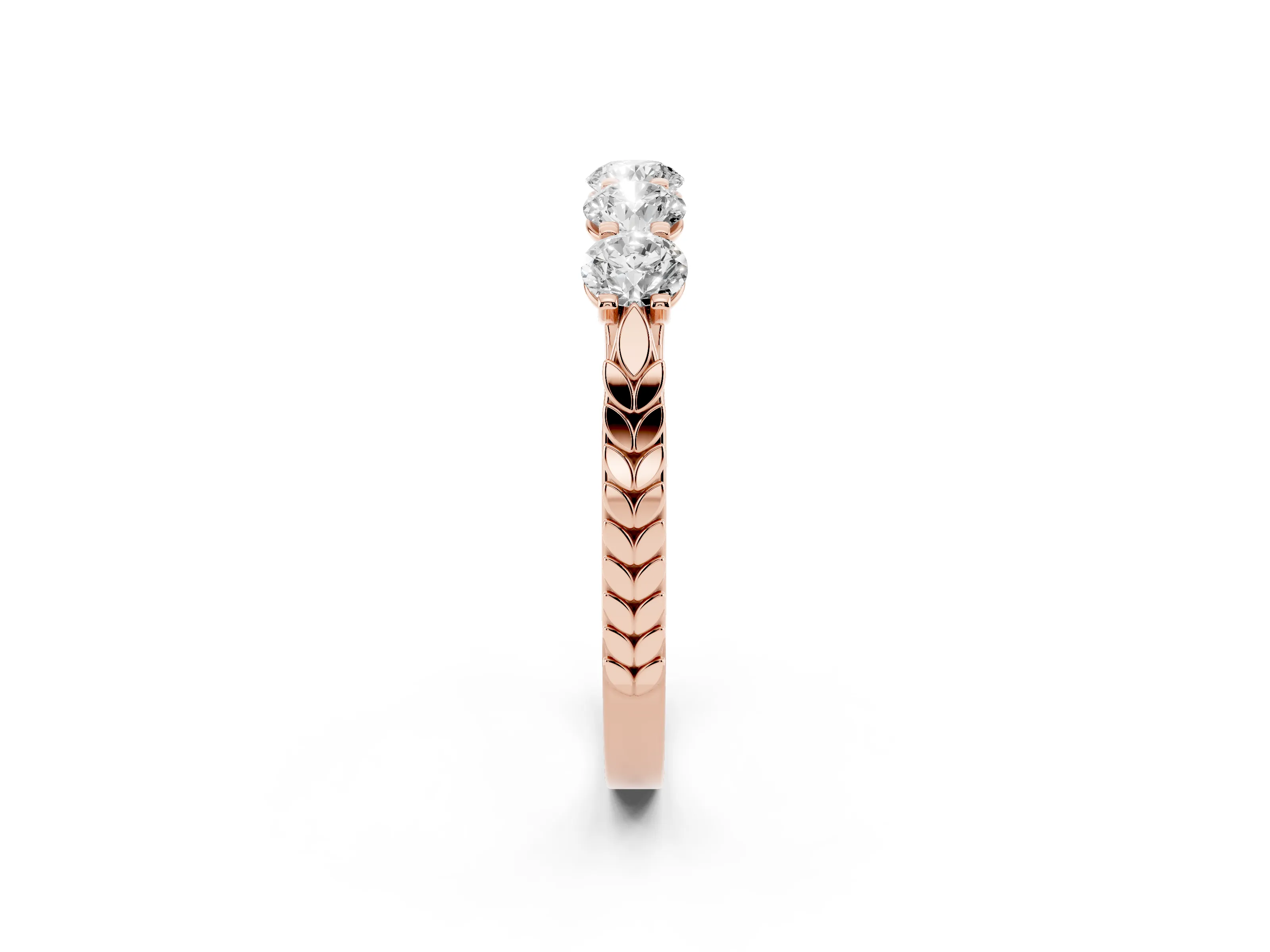 Round Diamond Five-Stone Band Set in Rose gold with Straight Prong Row