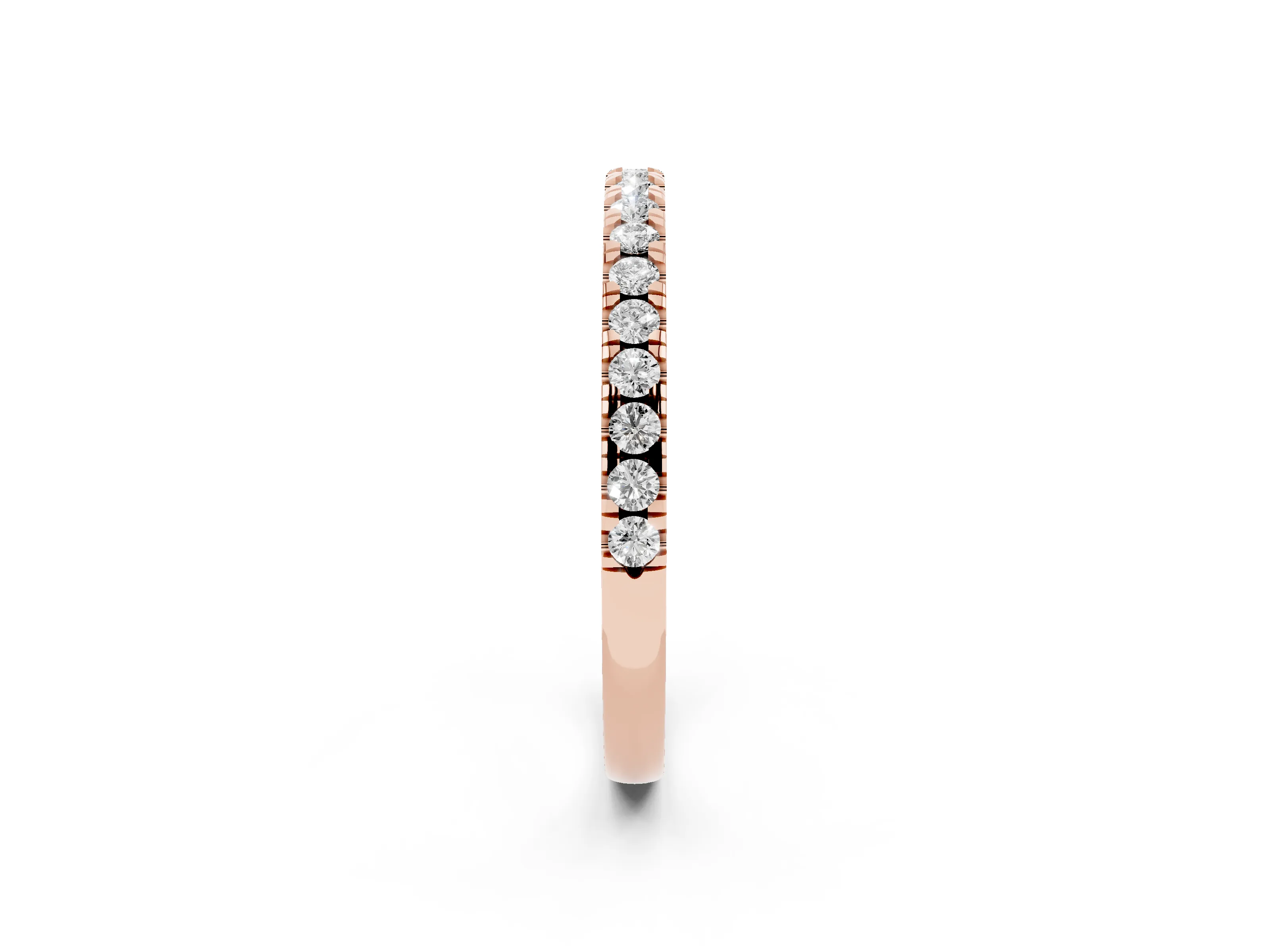 Round Diamond Eternity Band Set in Rose gold with Pavé-Set Row