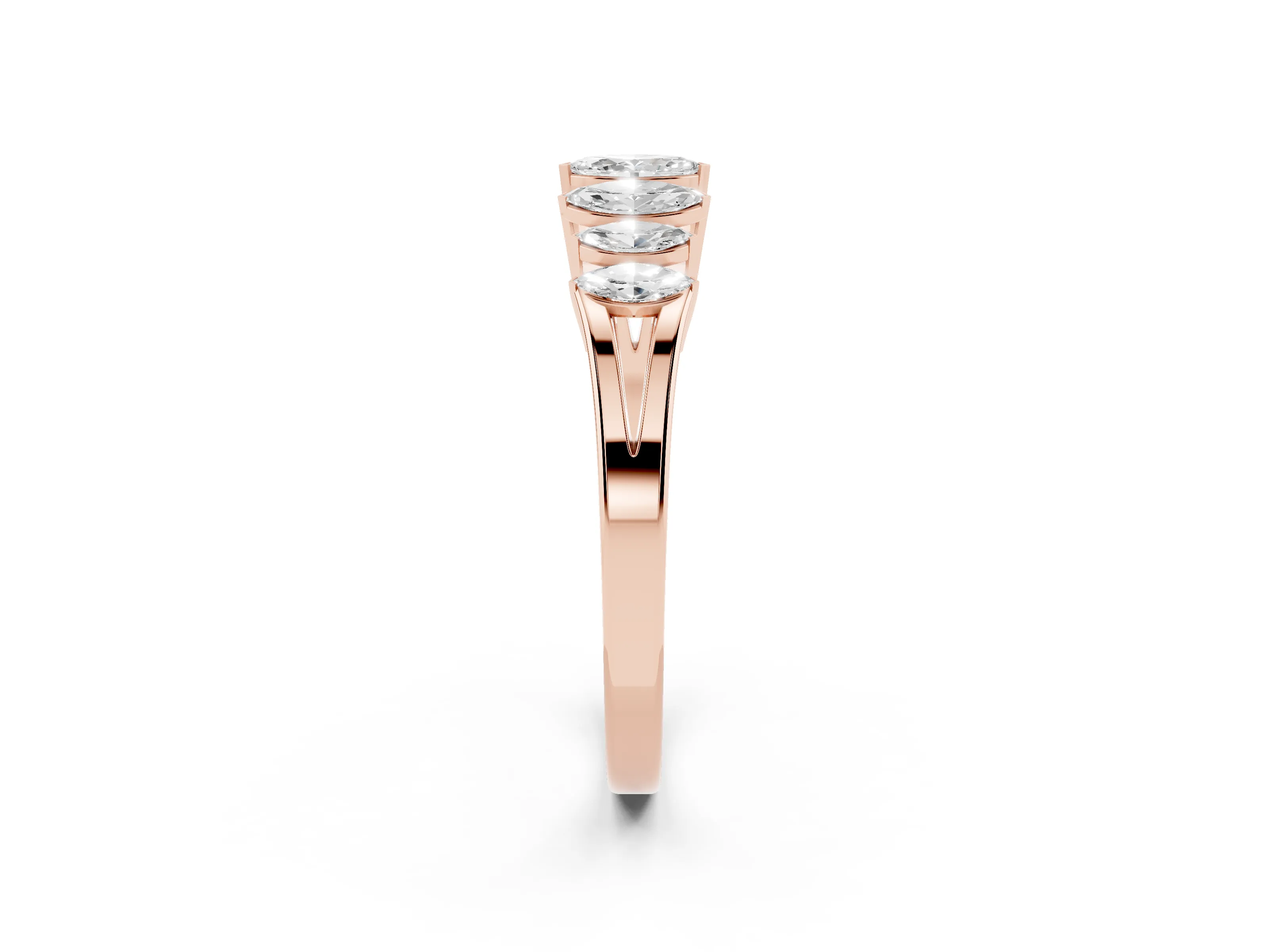 Marquise Diamond Half Eternity Band Set in Rose gold with Seven Prong-Set Stones