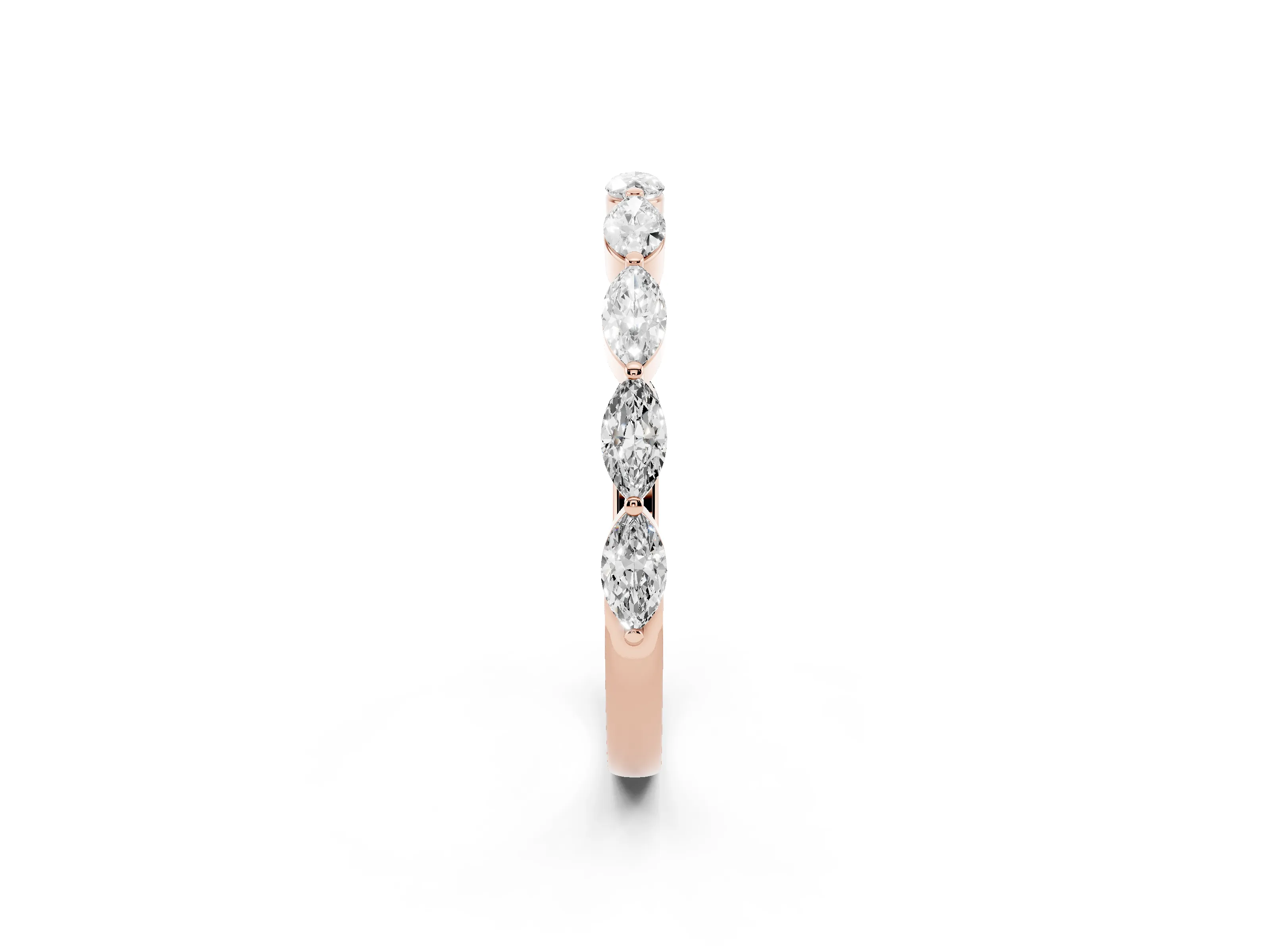 Marquise Diamond Half Eternity Band Set in Rose gold with Prong Setting