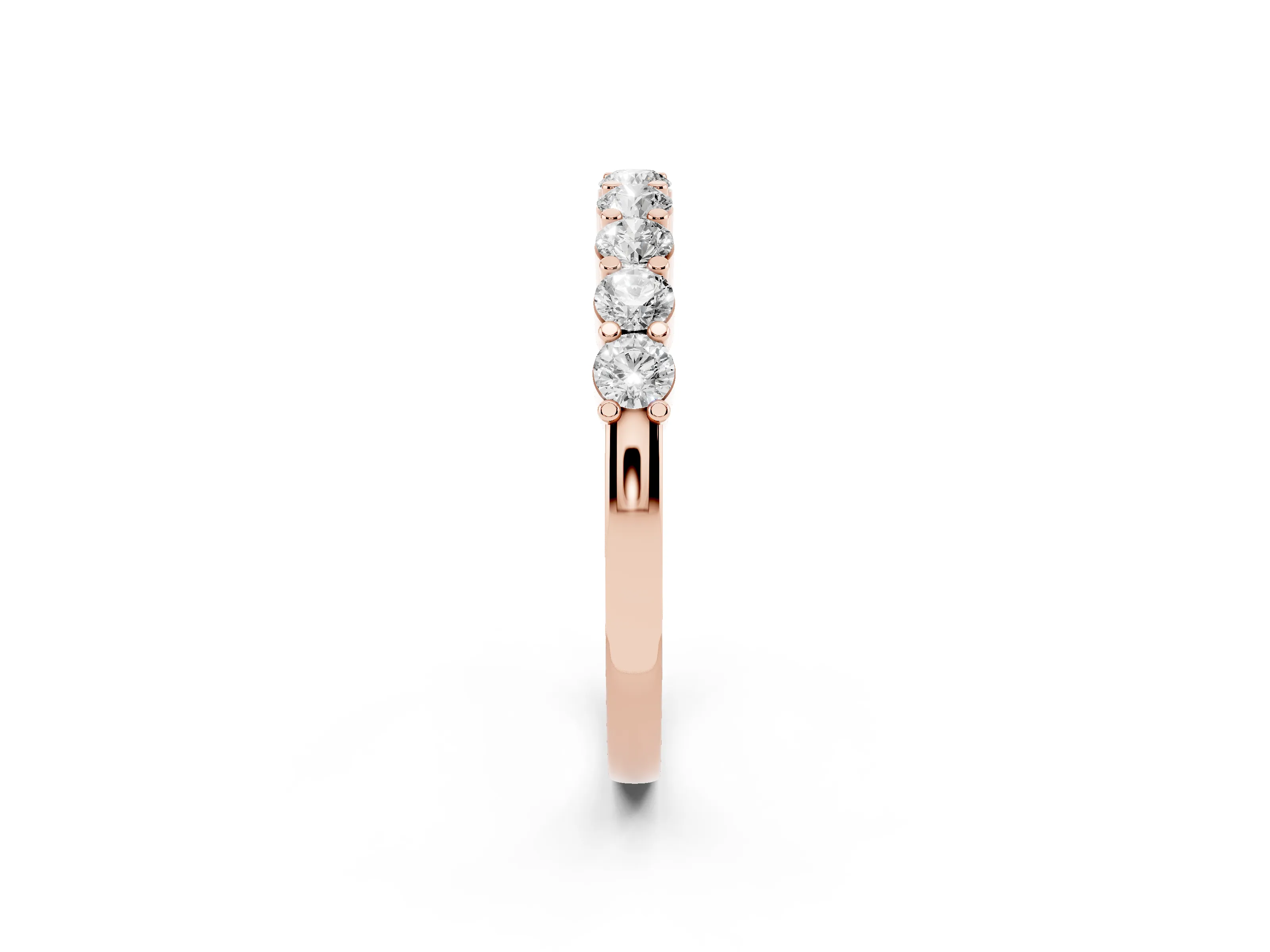 Round Diamond Continuous Row Half Eternity Band Set in Rose gold with Prong Setting