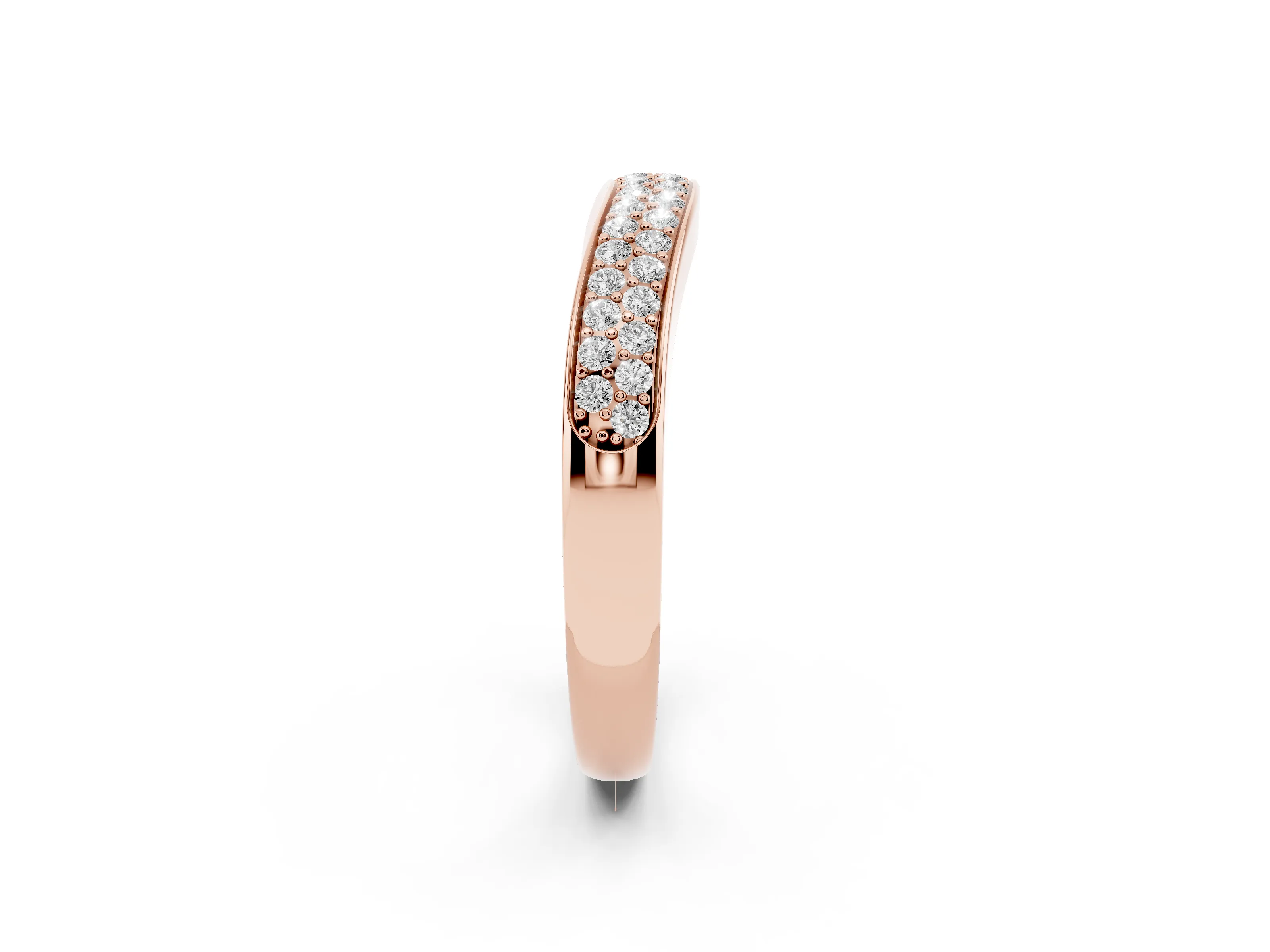 Round Diamond Pavé Contour Band Set in Rose gold
